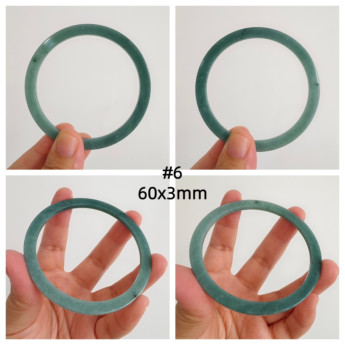 DDP 53.5-62mm Natural Type A Blue Guatemalan Jadeite Round Band Bangle