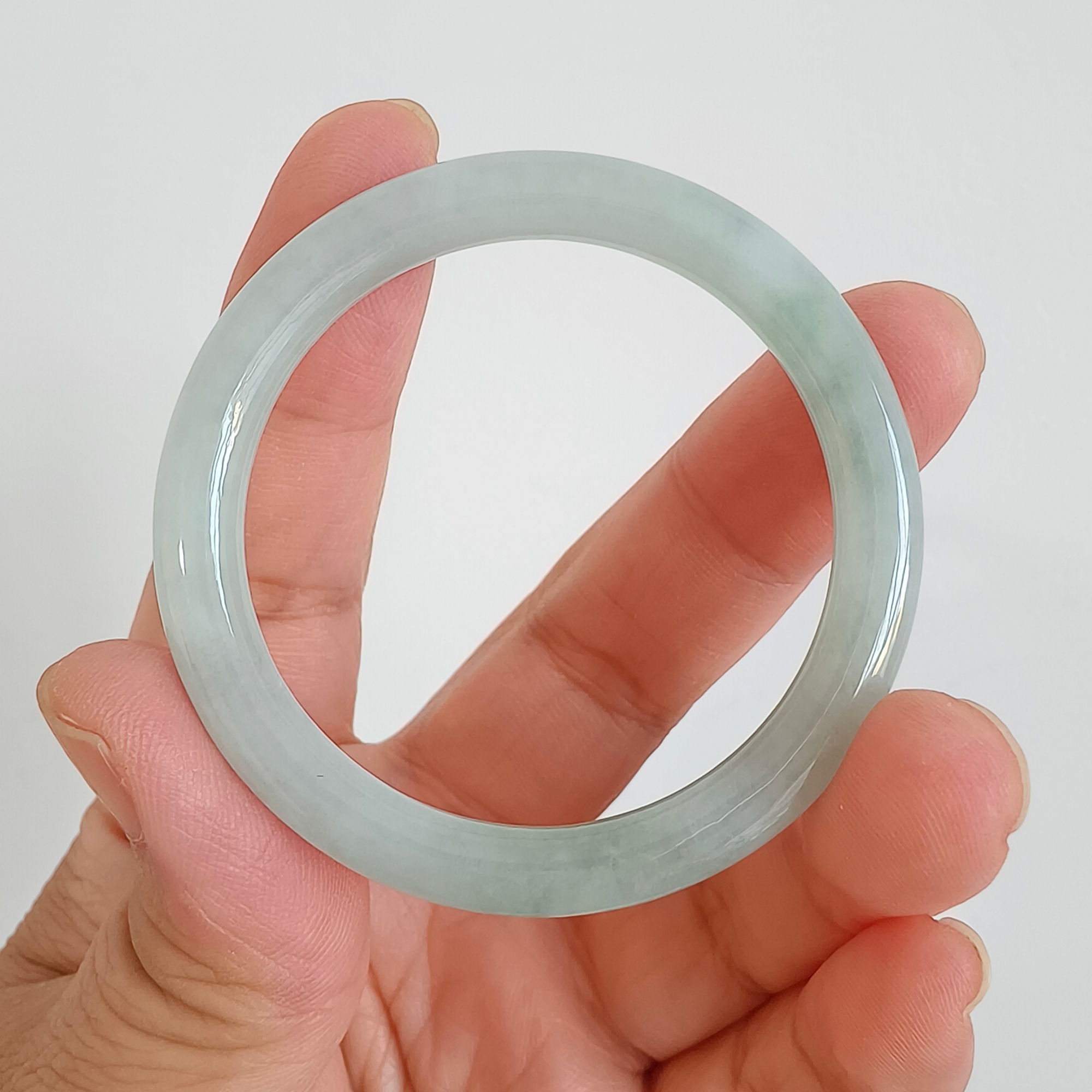 DDP 37.5-43mm Natural Type A Untreated Light Green Burmese Jadeite Round Band Kid’s Bangle