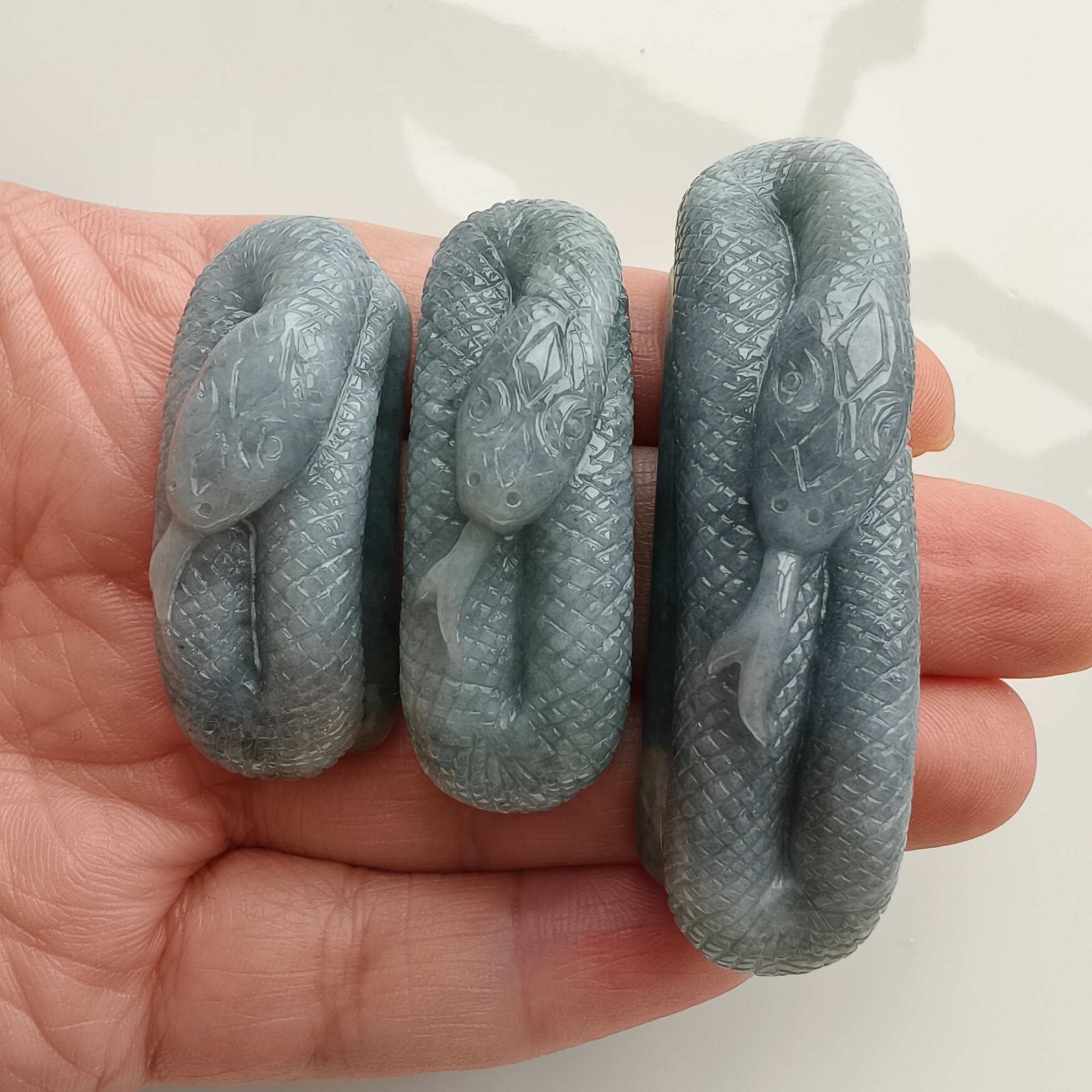 DDP 38-55.5mm Natural Certificated Type A Black Chicken Species Burmese Jadeite Snake Shape Slab For Making Bracelet