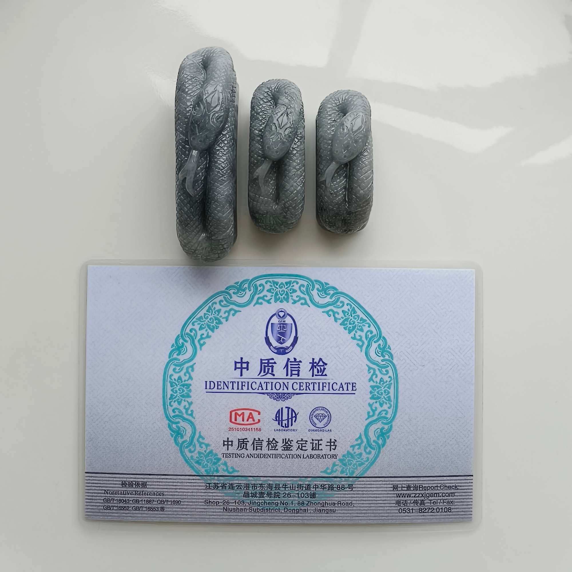 DDP 38-55.5mm Natural Certificated Type A Black Chicken Species Burmese Jadeite Snake Shape Slab For Making Bracelet