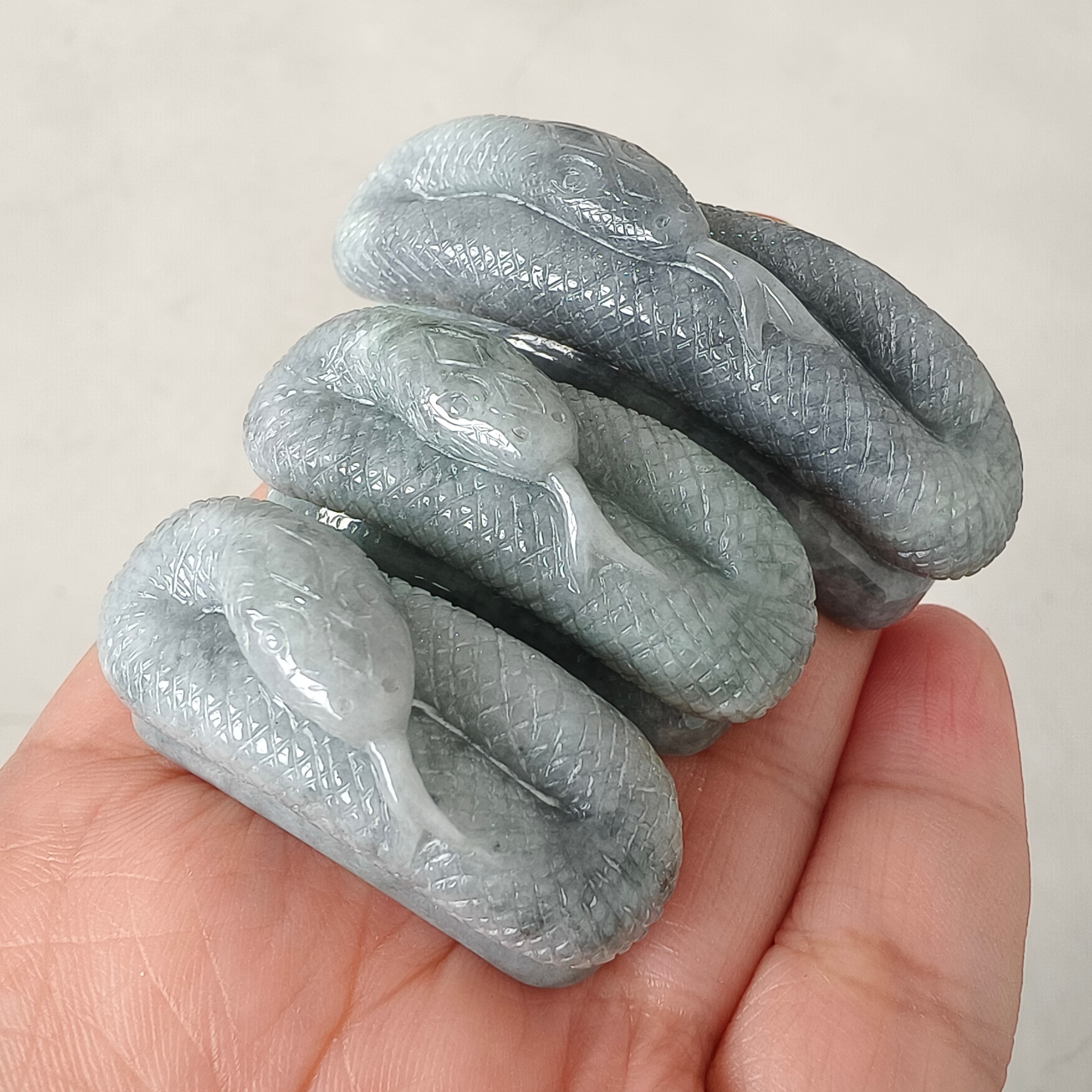 DDP 38-55.5mm Natural Certificated Type A Black Chicken Species Burmese Jadeite Snake Shape Slab For Making Bracelet