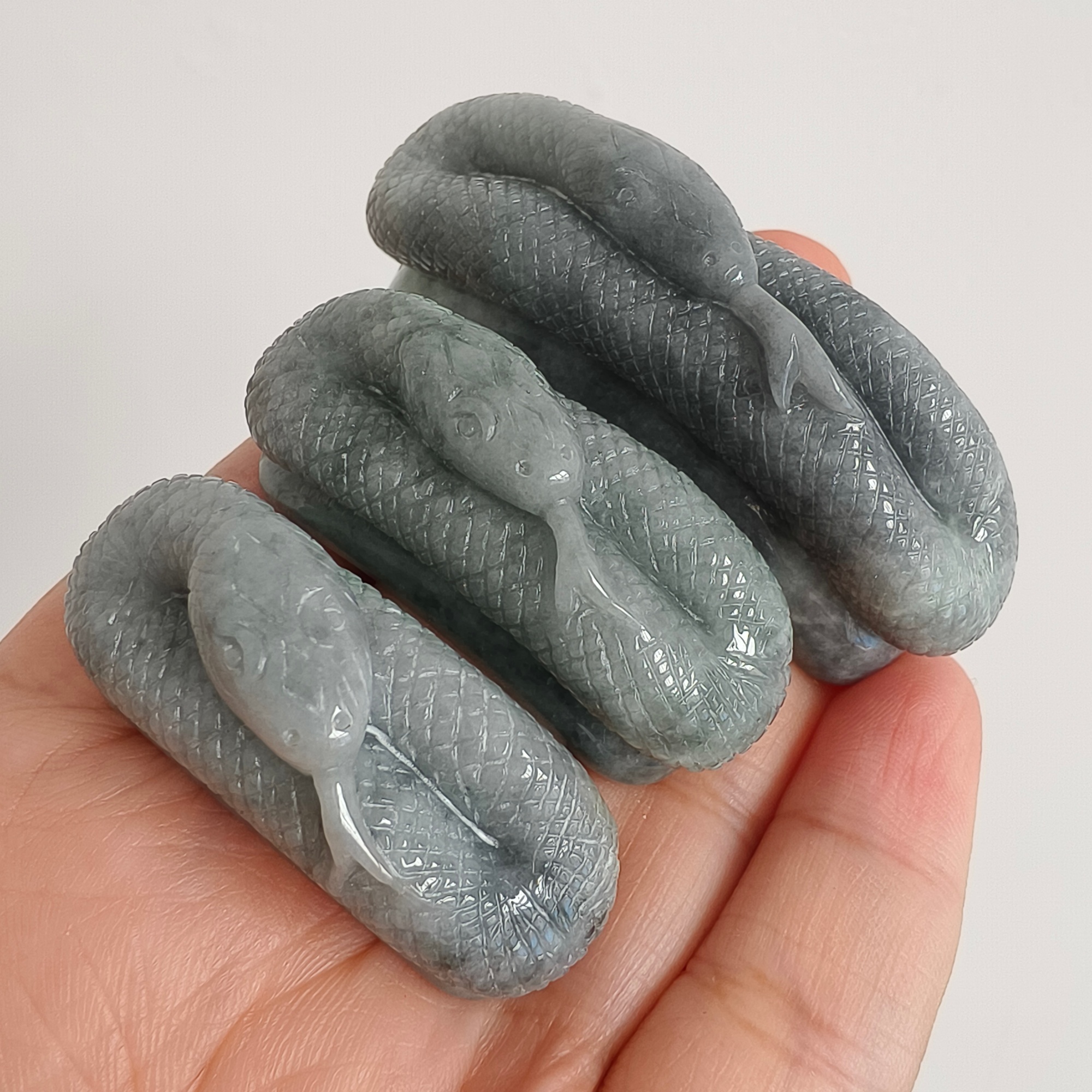 DDP 38-55.5mm Natural Certificated Type A Black Chicken Species Burmese Jadeite Snake Shape Slab For Making Bracelet