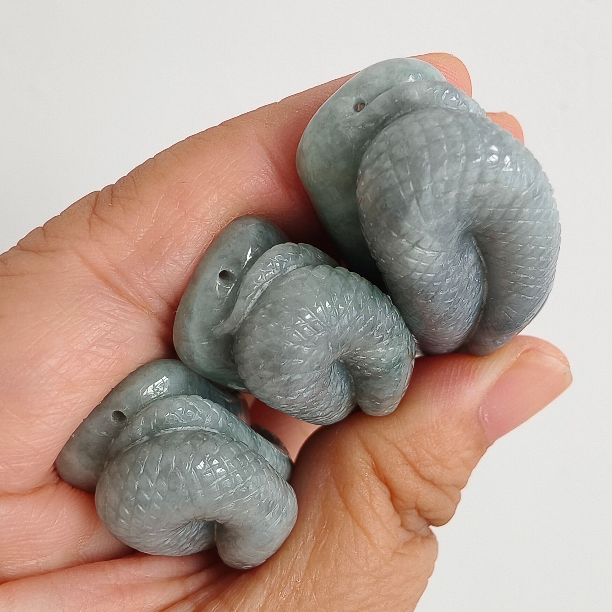 DDP 38-55.5mm Natural Certificated Type A Black Chicken Species Burmese Jadeite Snake Shape Slab For Making Bracelet