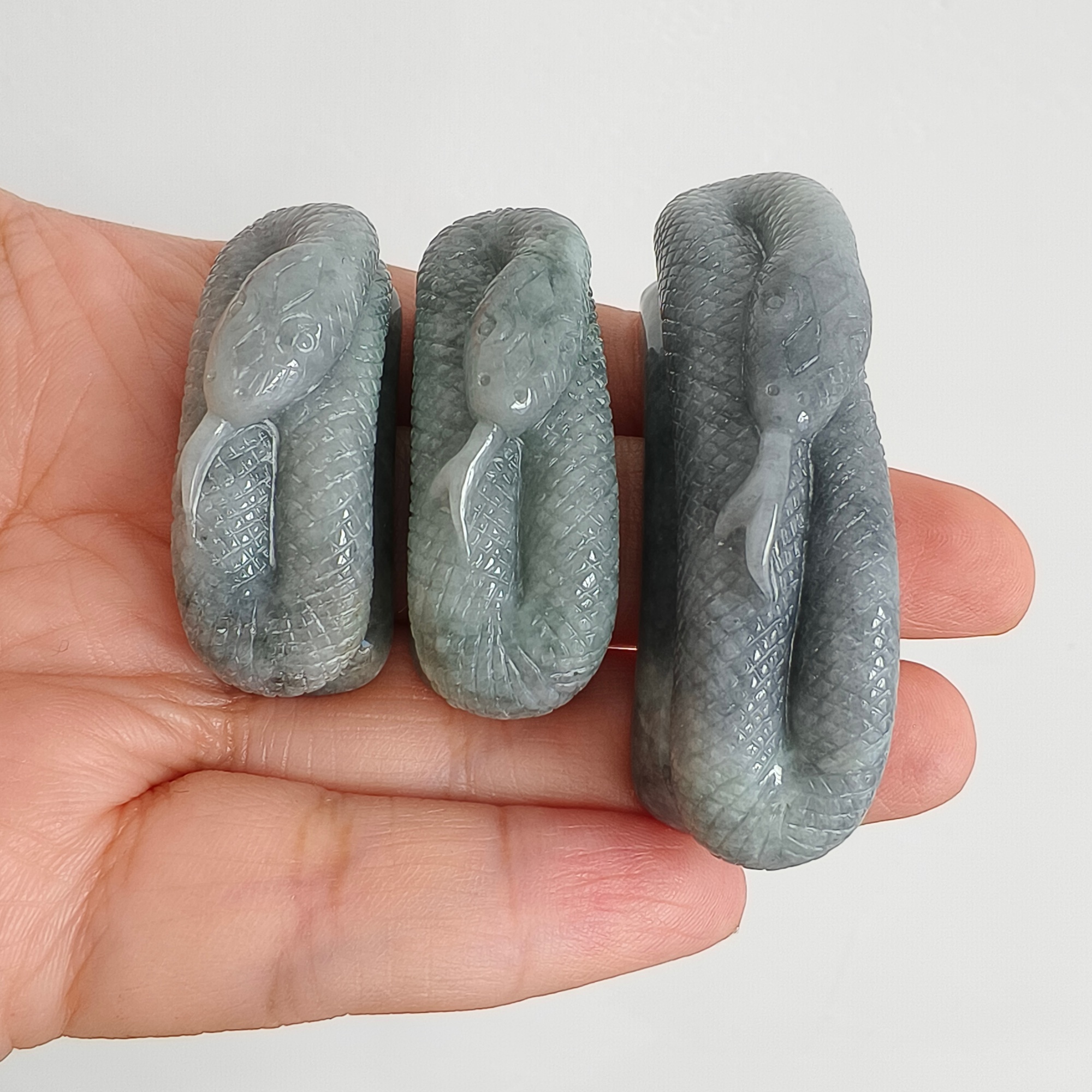 DDP 38-55.5mm Natural Certificated Type A Black Chicken Species Burmese Jadeite Snake Shape Slab For Making Bracelet