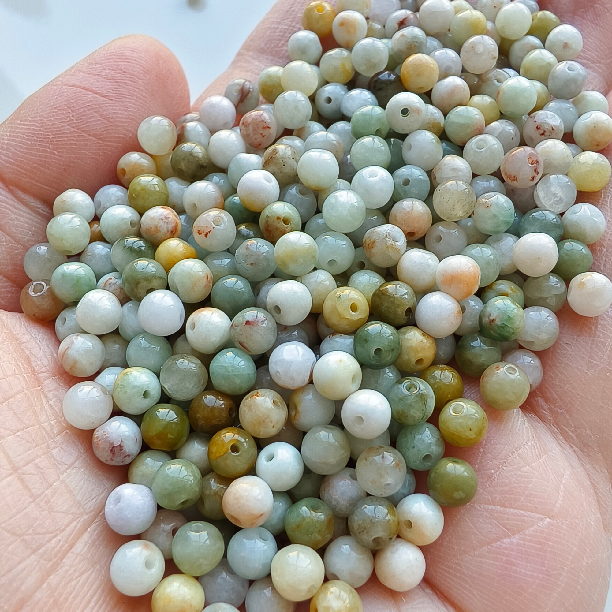 DDP 100pcs 4.5mm Natural Multi Color Burmese Jadeite Round Loose Beads