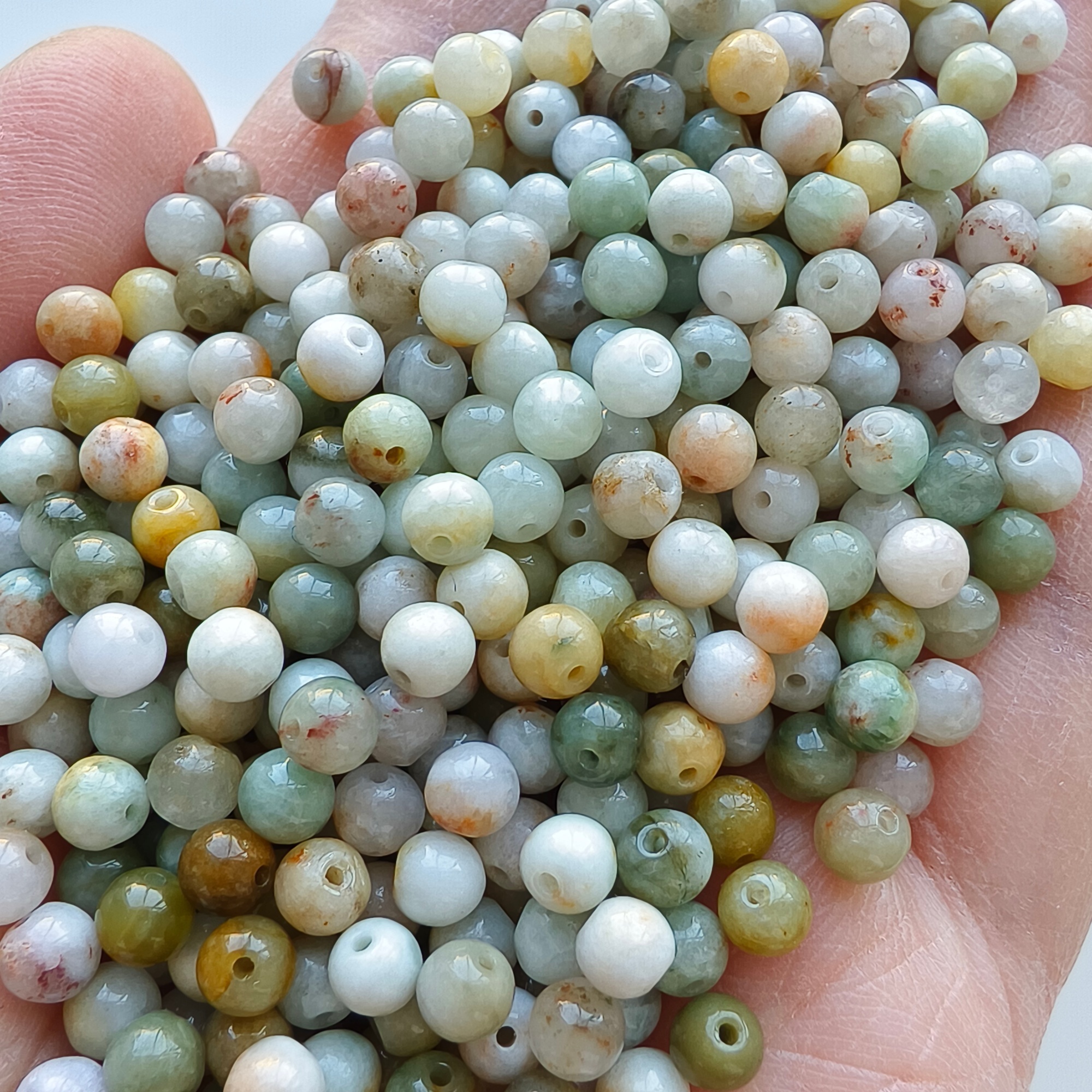 DDP 100pcs 4.5mm Natural Multi Color Burmese Jadeite Round Loose Beads
