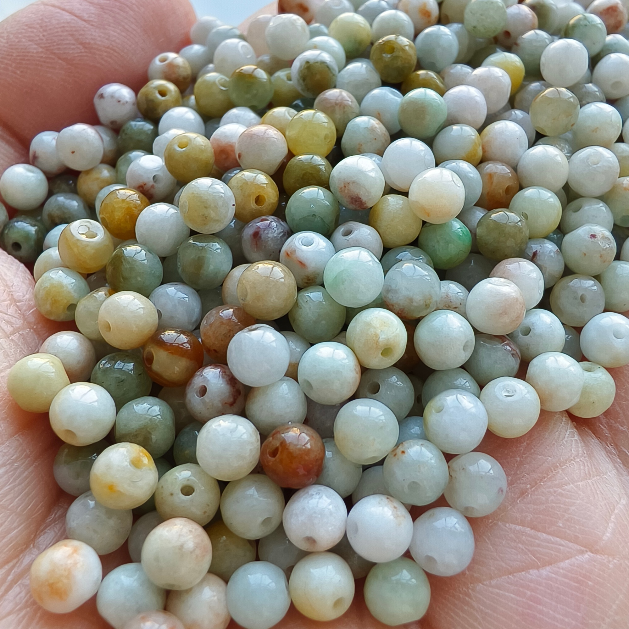 DDP 100pcs 4.5mm Natural Multi Color Burmese Jadeite Round Loose Beads