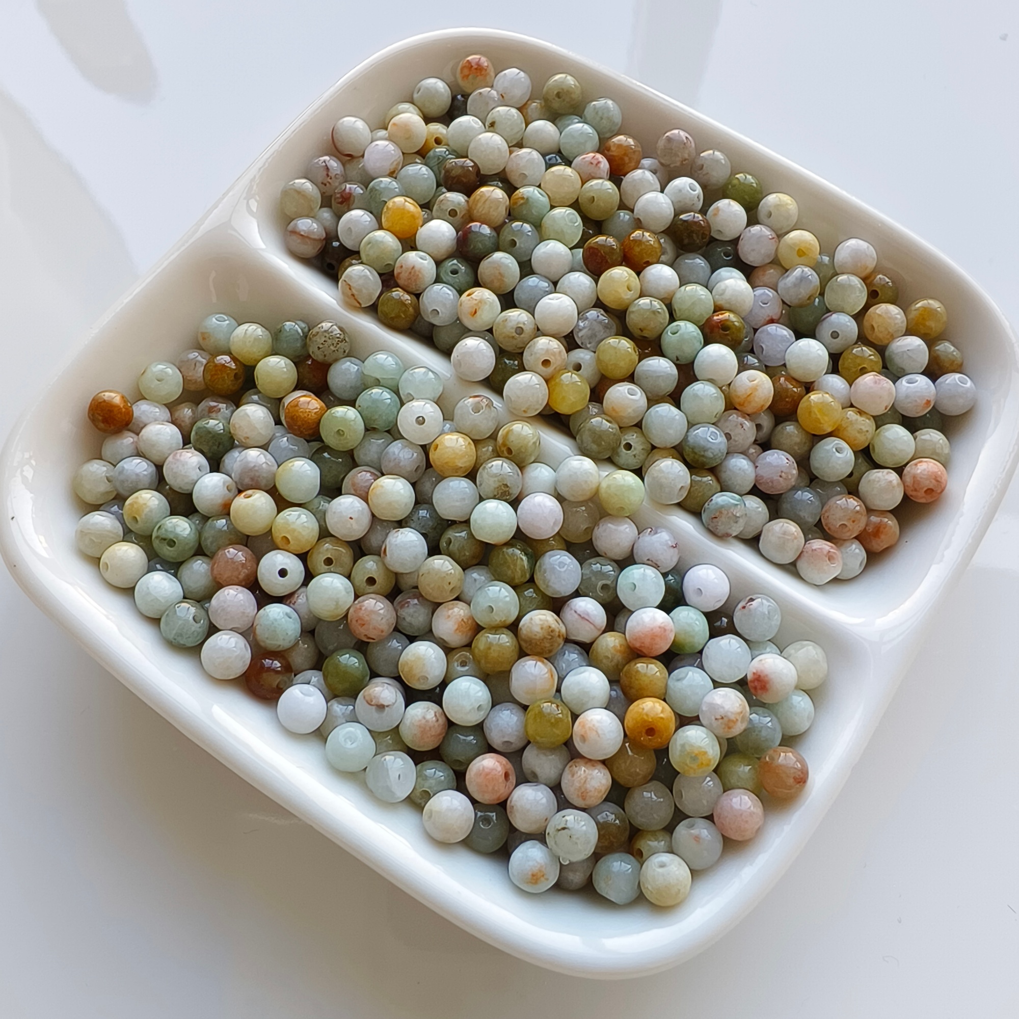 DDP 100pcs 4.5mm Natural Multi Color Burmese Jadeite Round Loose Beads