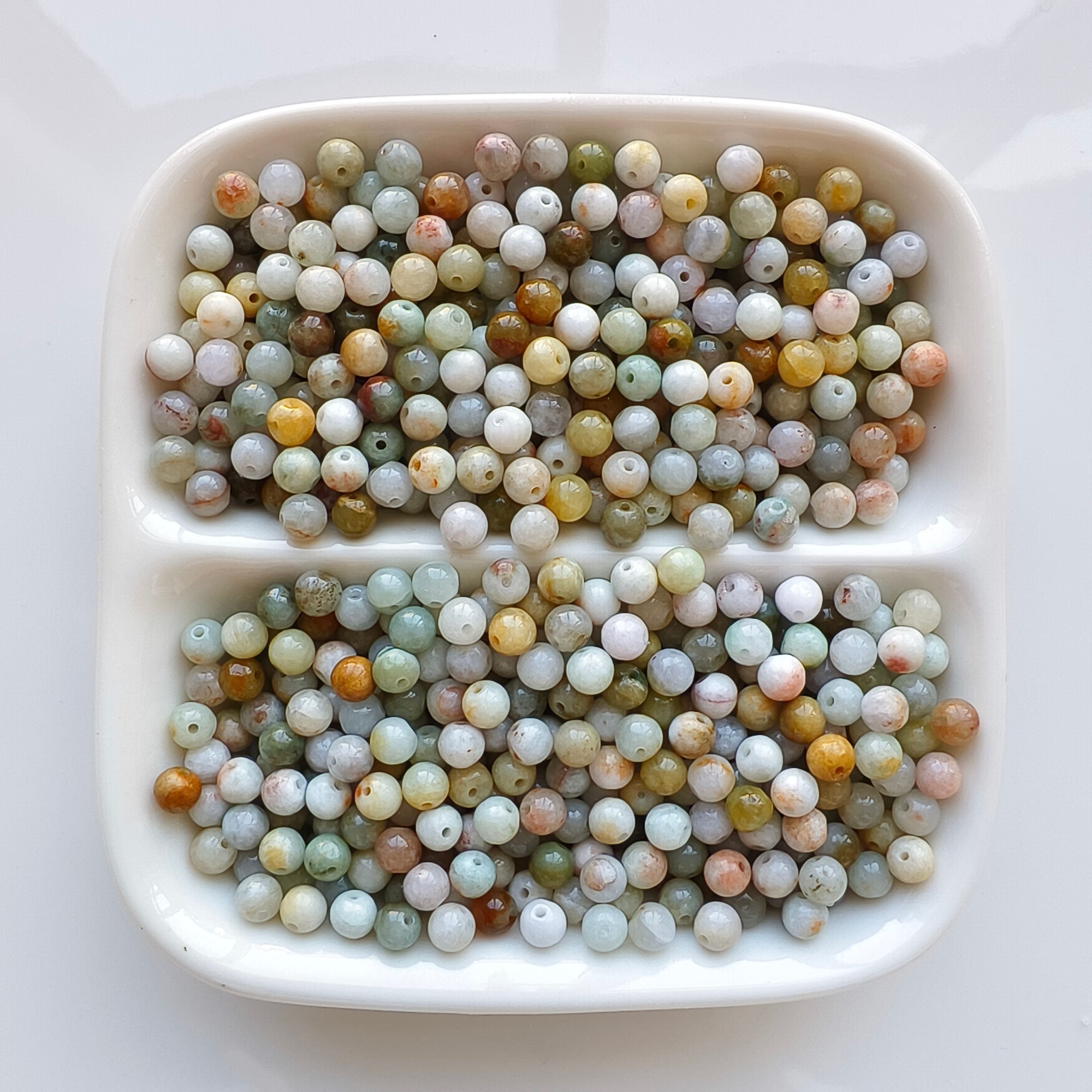 DDP 100pcs 4.5mm Natural Multi Color Burmese Jadeite Round Loose Beads