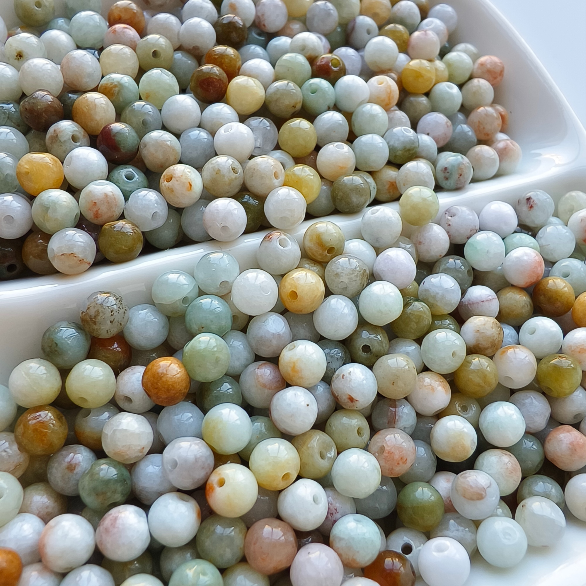 DDP 100pcs 4.5mm Natural Multi Color Burmese Jadeite Round Loose Beads