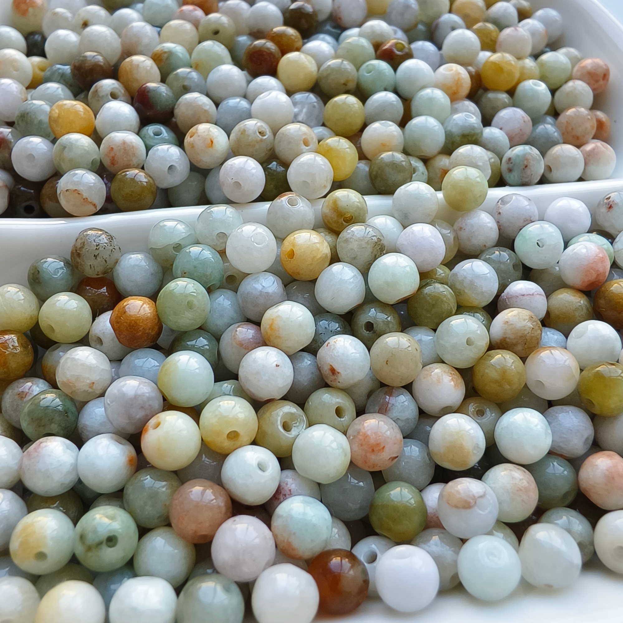 DDP 100pcs 4.5mm Natural Multi Color Burmese Jadeite Round Loose Beads