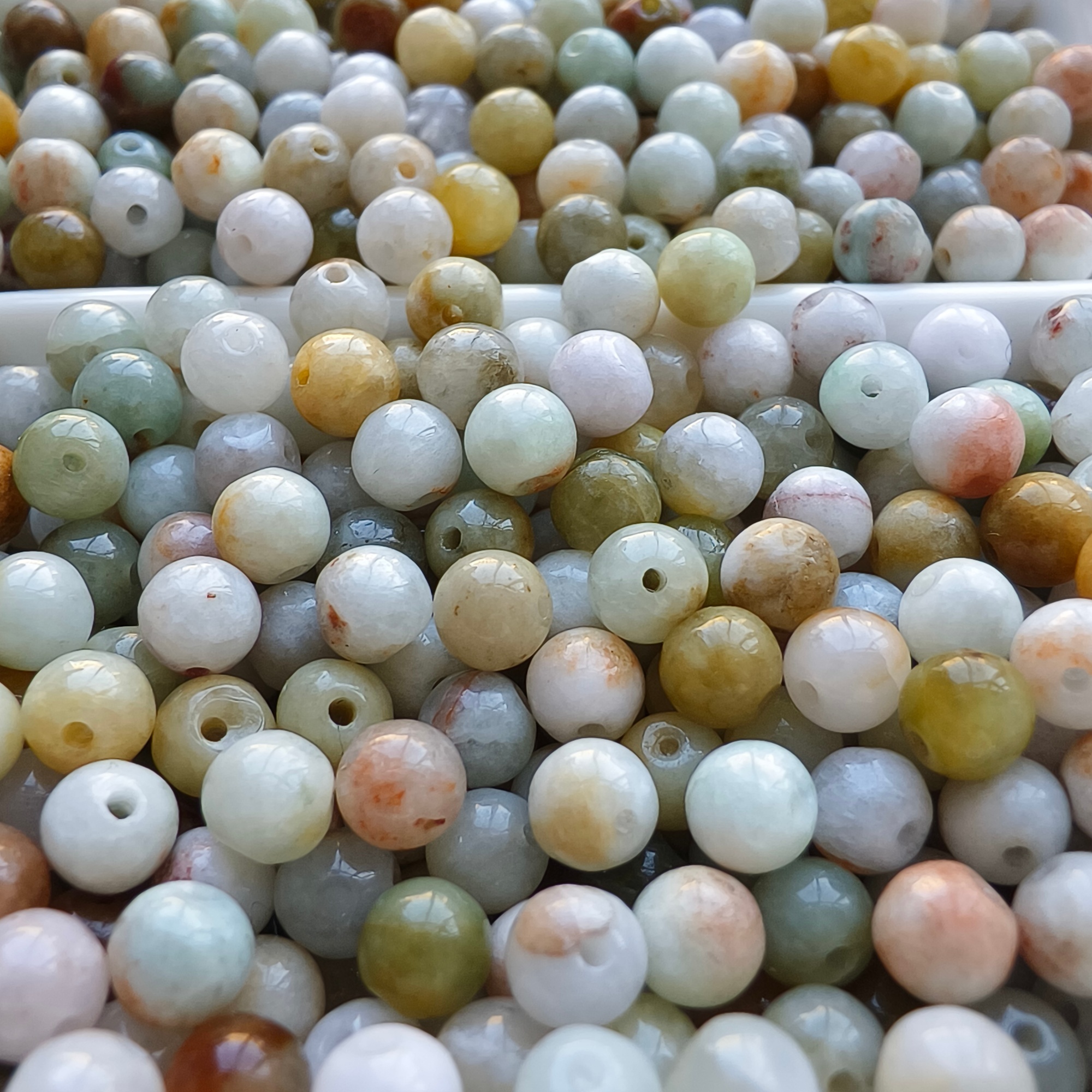 DDP 100pcs 4.5mm Natural Multi Color Burmese Jadeite Round Loose Beads