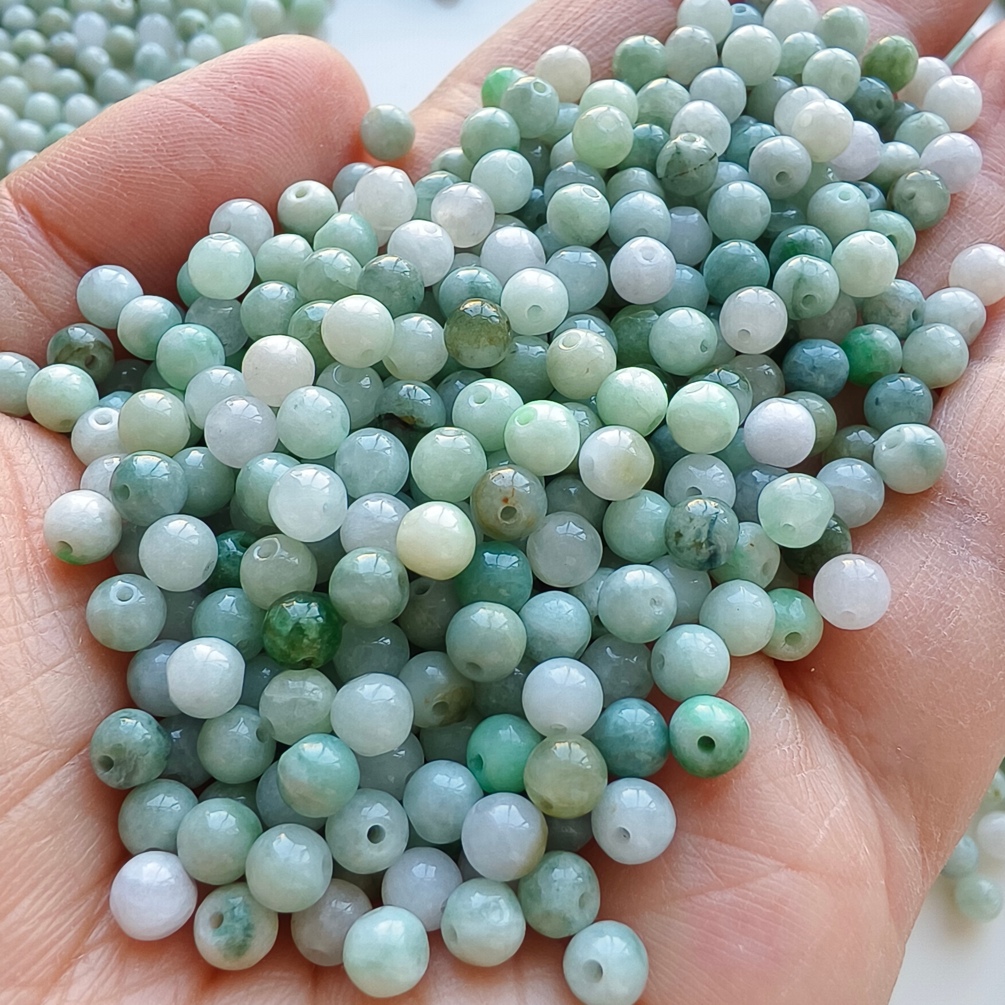 DDP 100pcs 4.5mm Natural Type A Burmese Jadeite Round Loose Beads