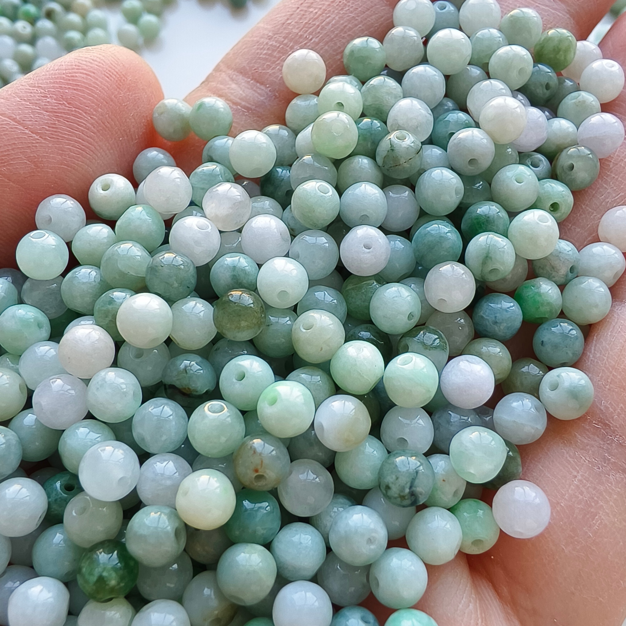 DDP 100pcs 4.5mm Natural Type A Burmese Jadeite Round Loose Beads