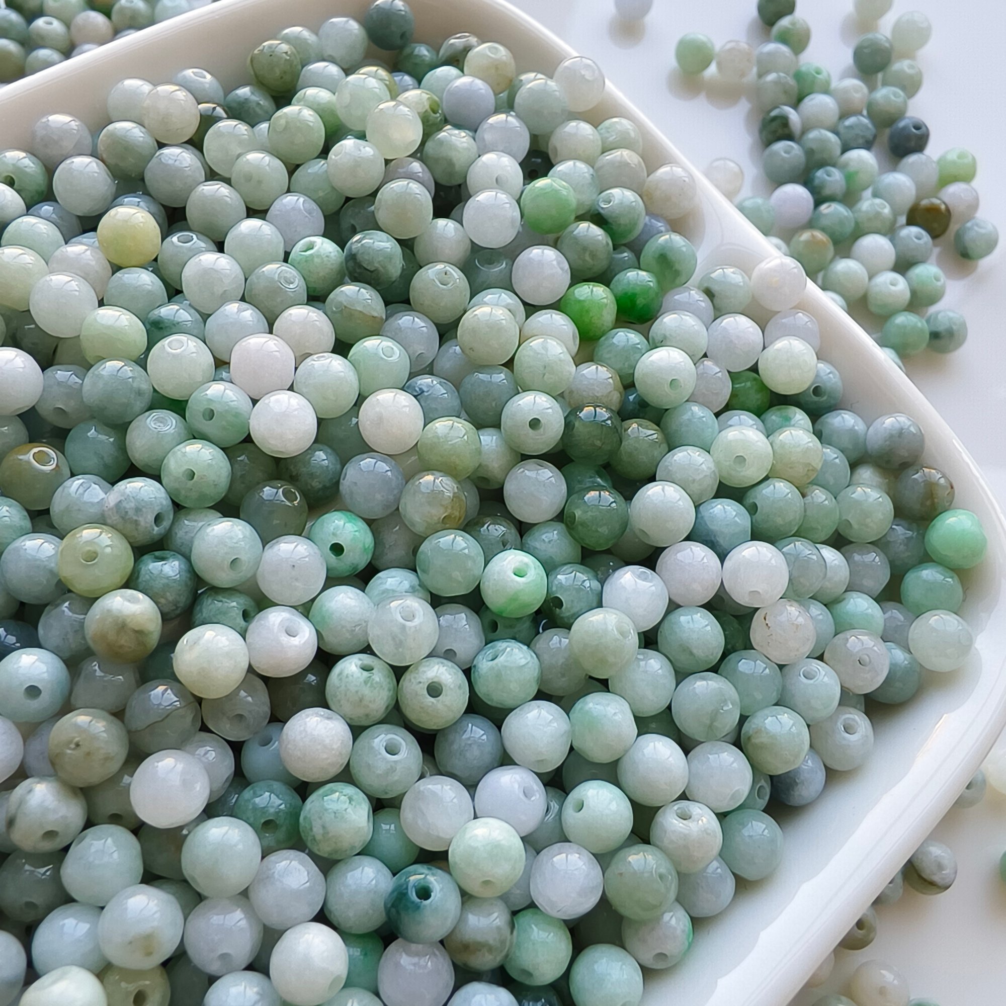 DDP 100pcs 4.5mm Natural Type A Burmese Jadeite Round Loose Beads