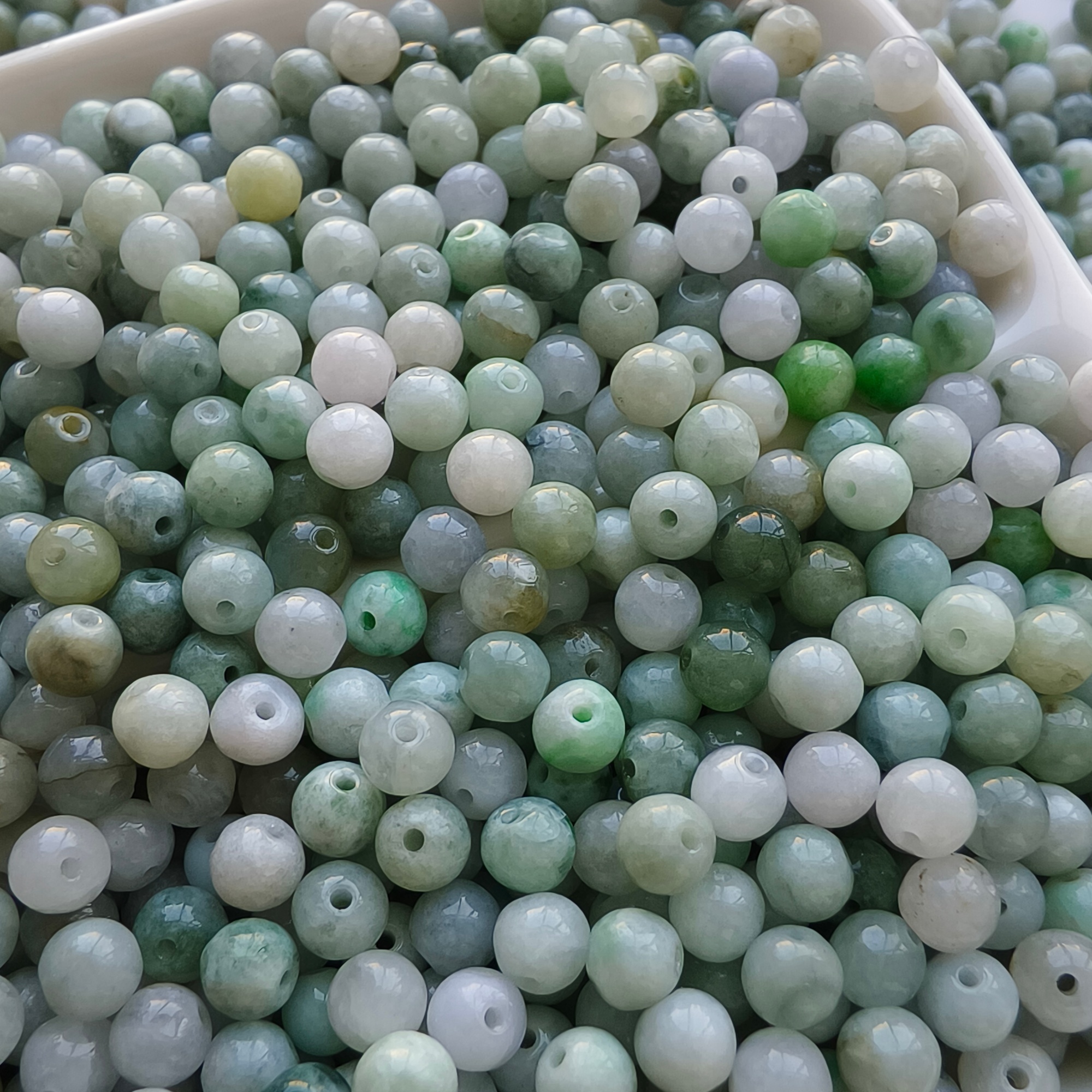 DDP 100pcs 4.5mm Natural Type A Burmese Jadeite Round Loose Beads