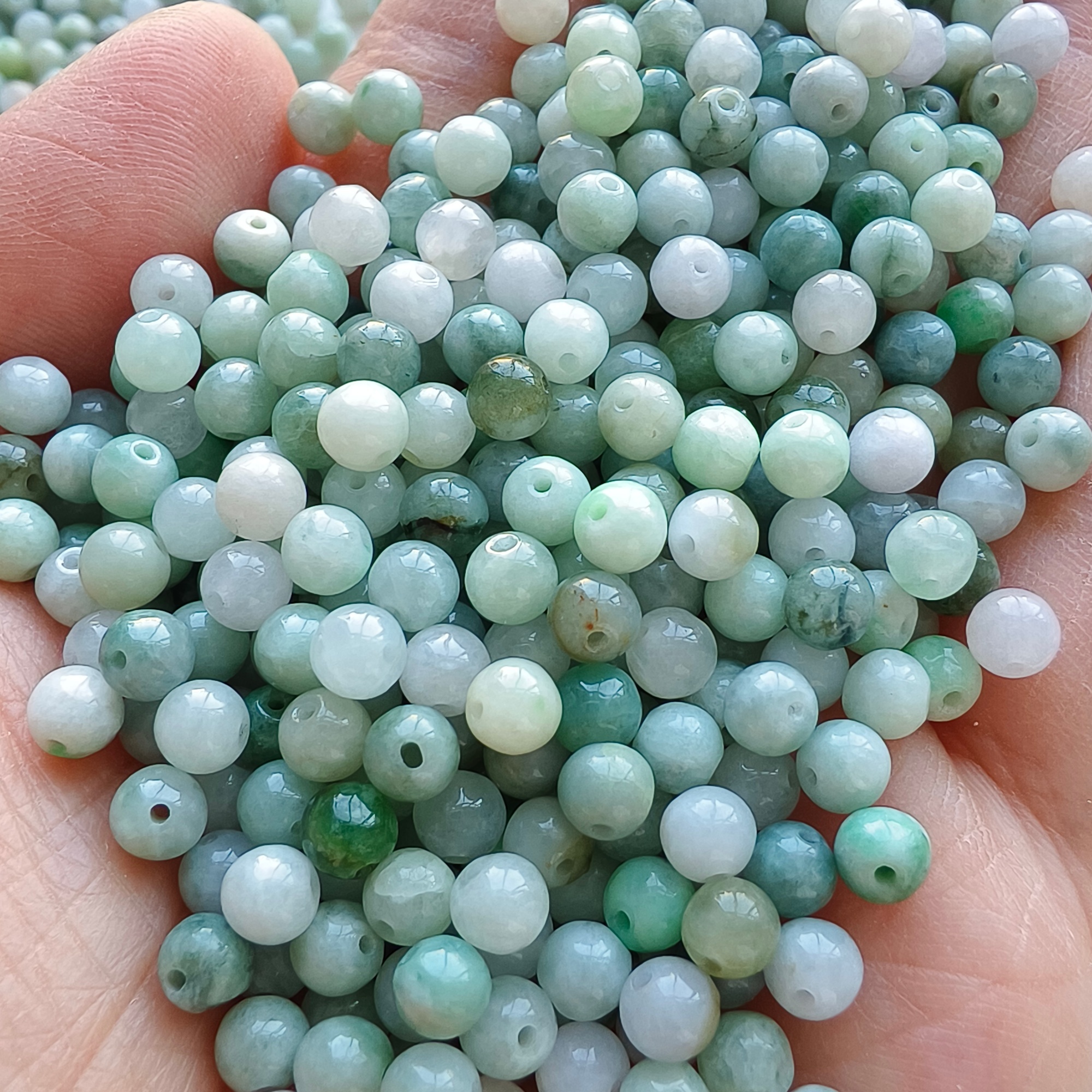 DDP 100pcs 4.5mm Natural Type A Burmese Jadeite Round Loose Beads