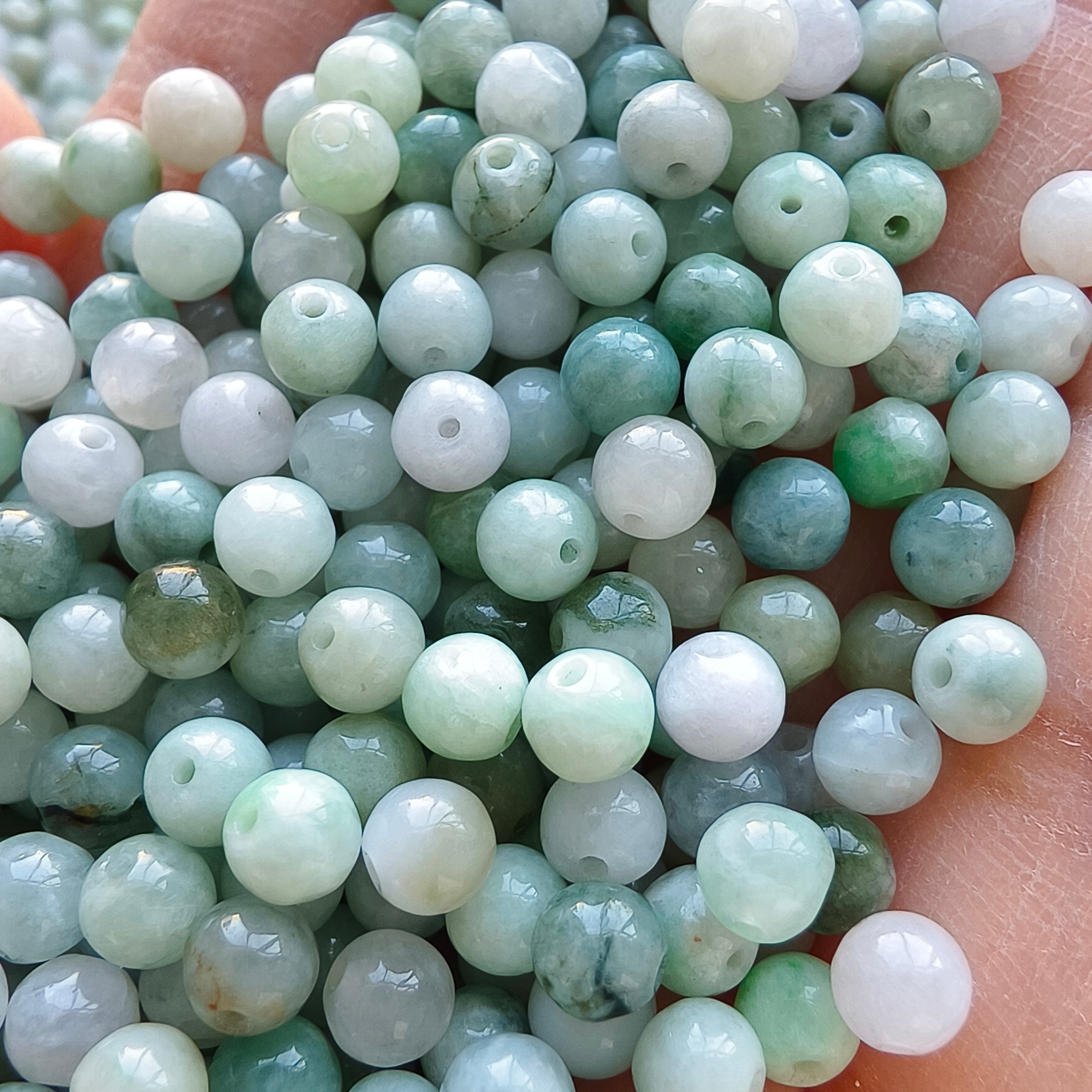 DDP 100pcs 4.5mm Natural Type A Burmese Jadeite Round Loose Beads