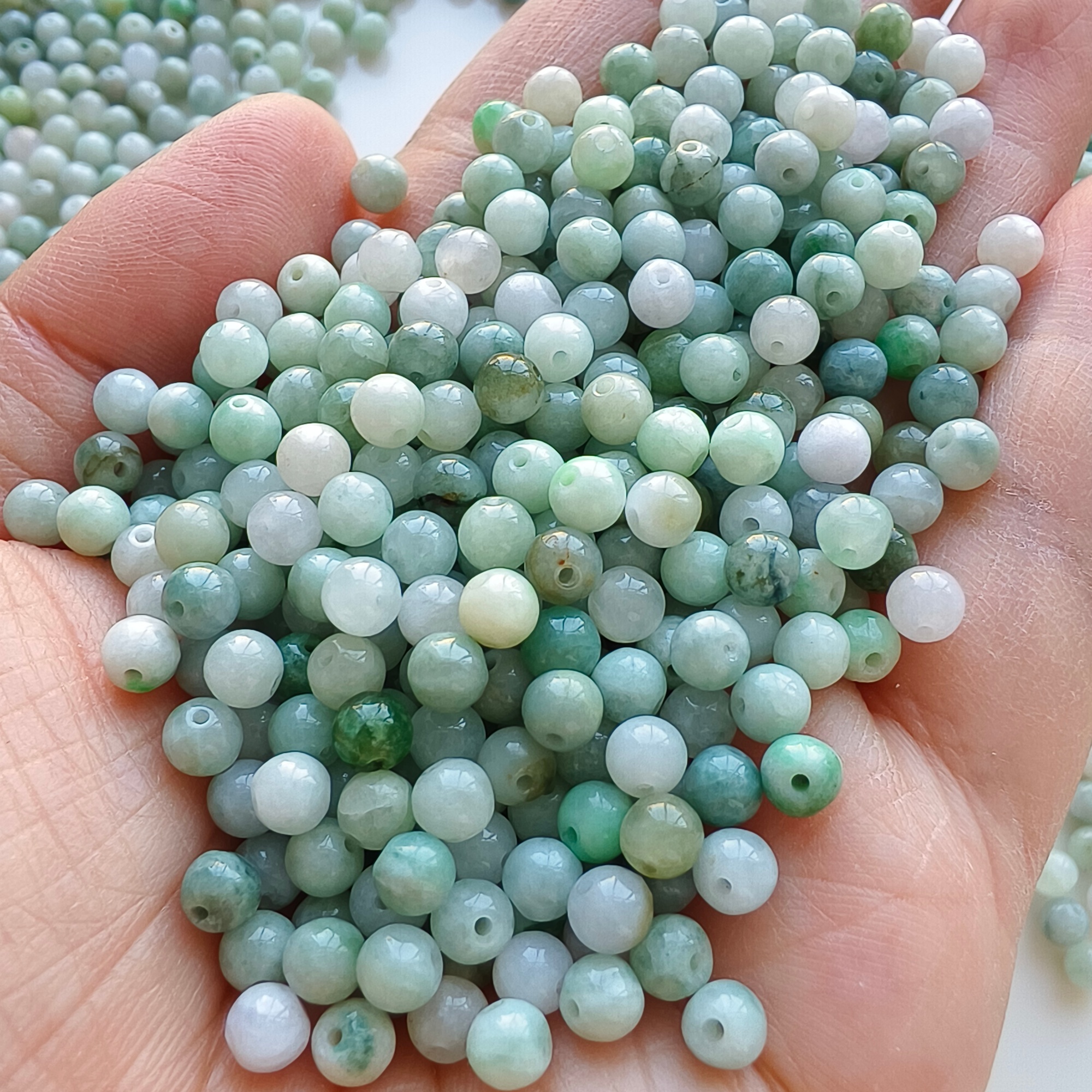 DDP 100pcs 4.5mm Natural Type A Burmese Jadeite Round Loose Beads