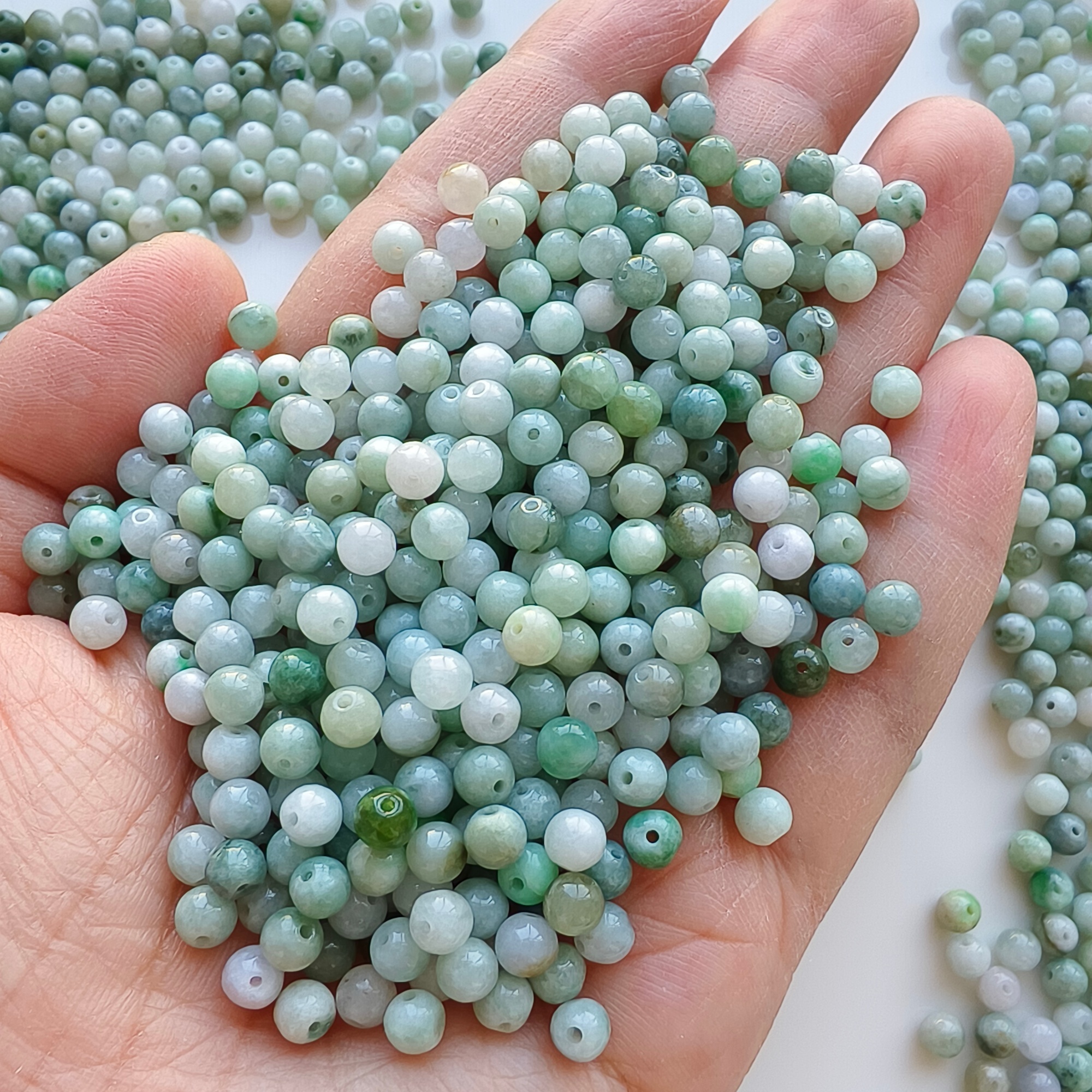 DDP 100pcs 4.5mm Natural Type A Burmese Jadeite Round Loose Beads