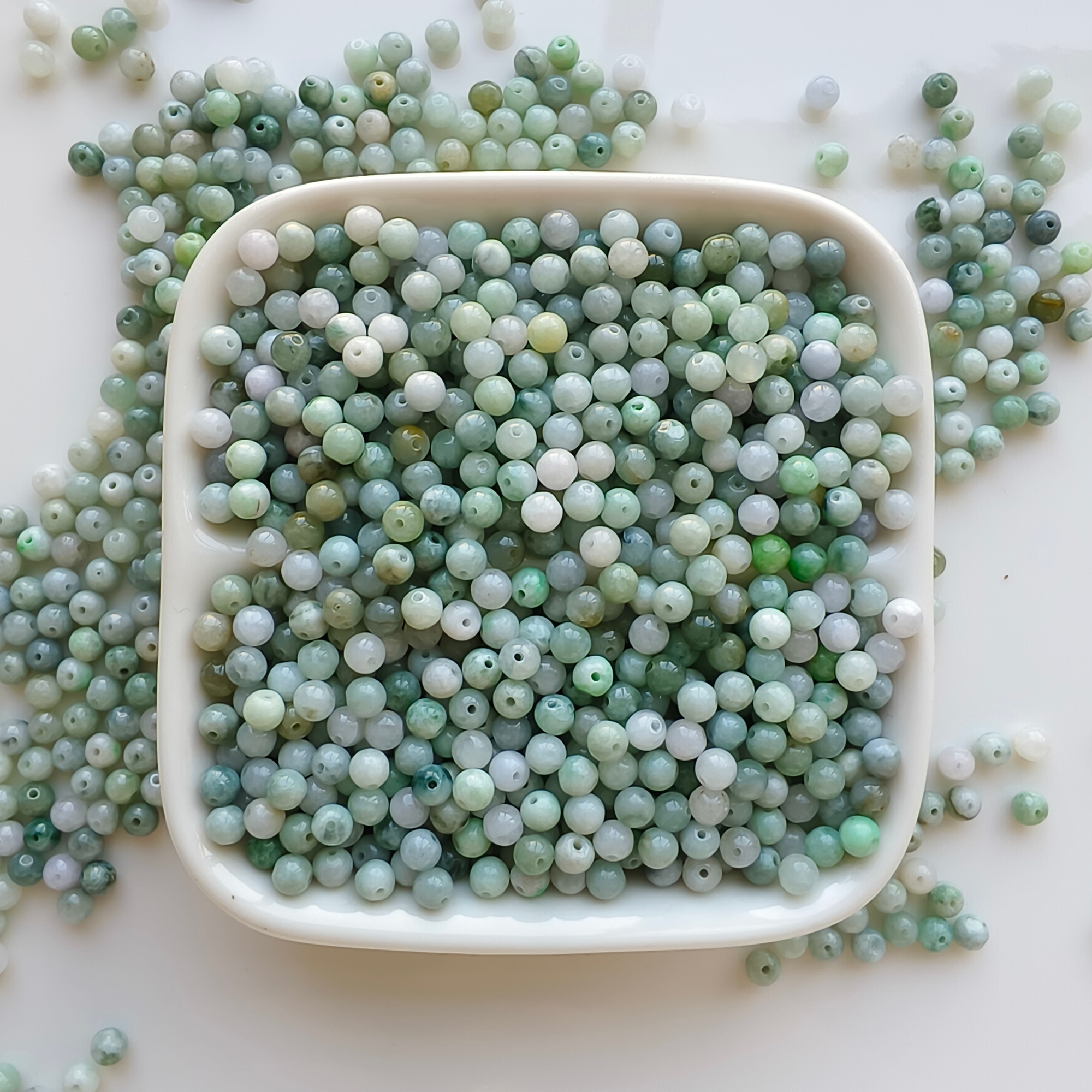 DDP 100pcs 4.5mm Natural Type A Burmese Jadeite Round Loose Beads