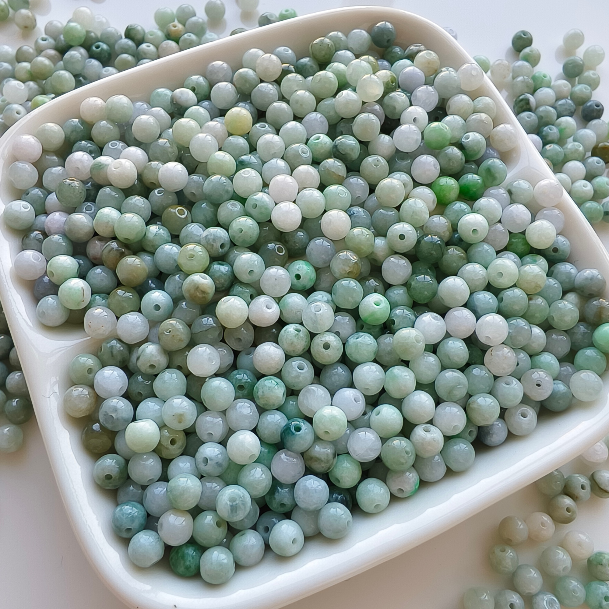DDP 100pcs 4.5mm Natural Type A Burmese Jadeite Round Loose Beads