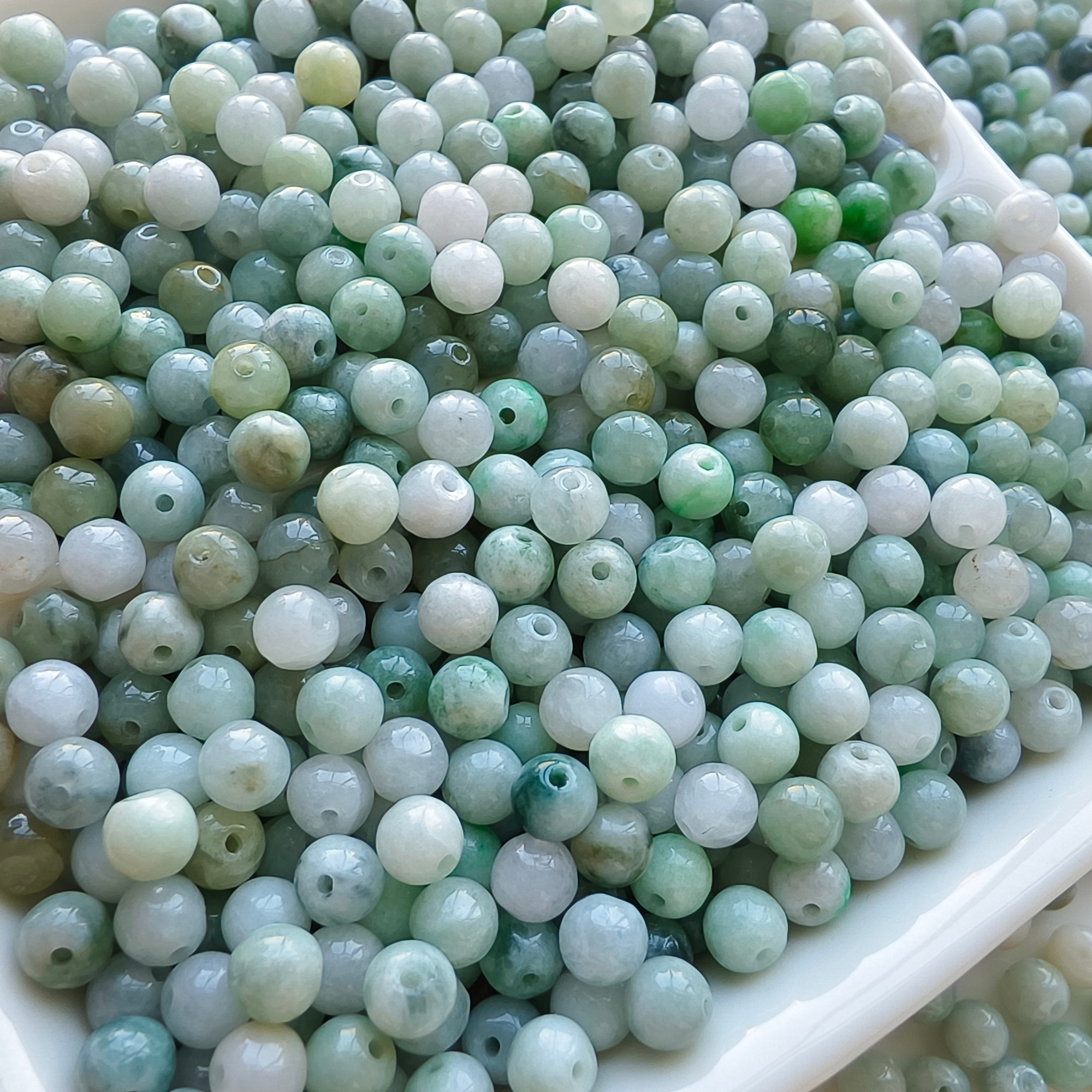 DDP 100pcs 4.5mm Natural Type A Burmese Jadeite Round Loose Beads