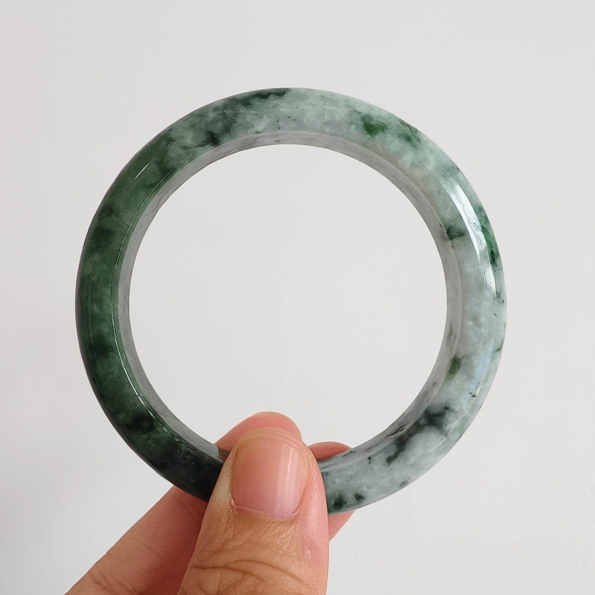 DDP 57mm Natural Type A Green Burmese Jadeite Round Band Bangle