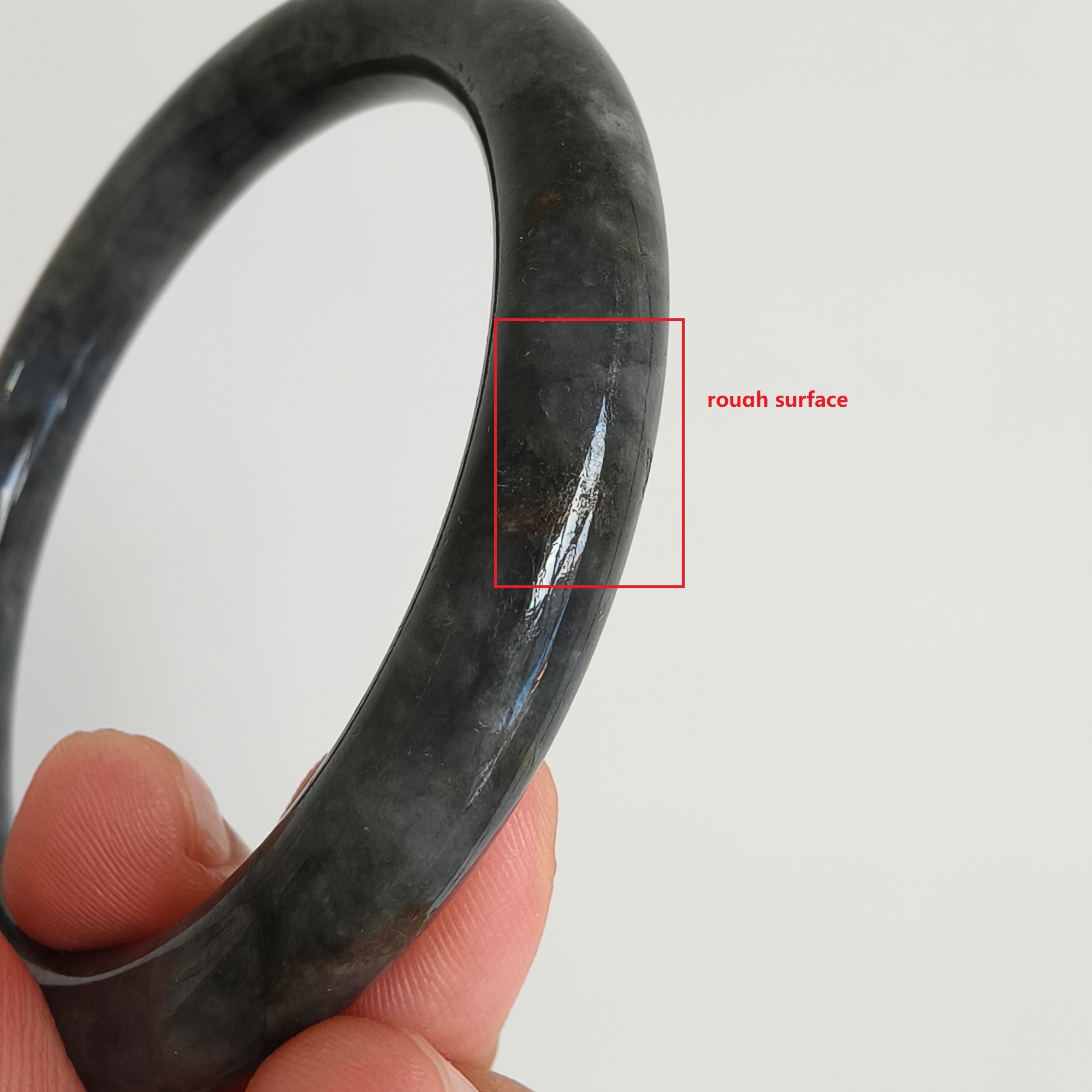 DDP 56mm Natural Type A Black Chicken Species Burmese Jadeite Round Band Bangle