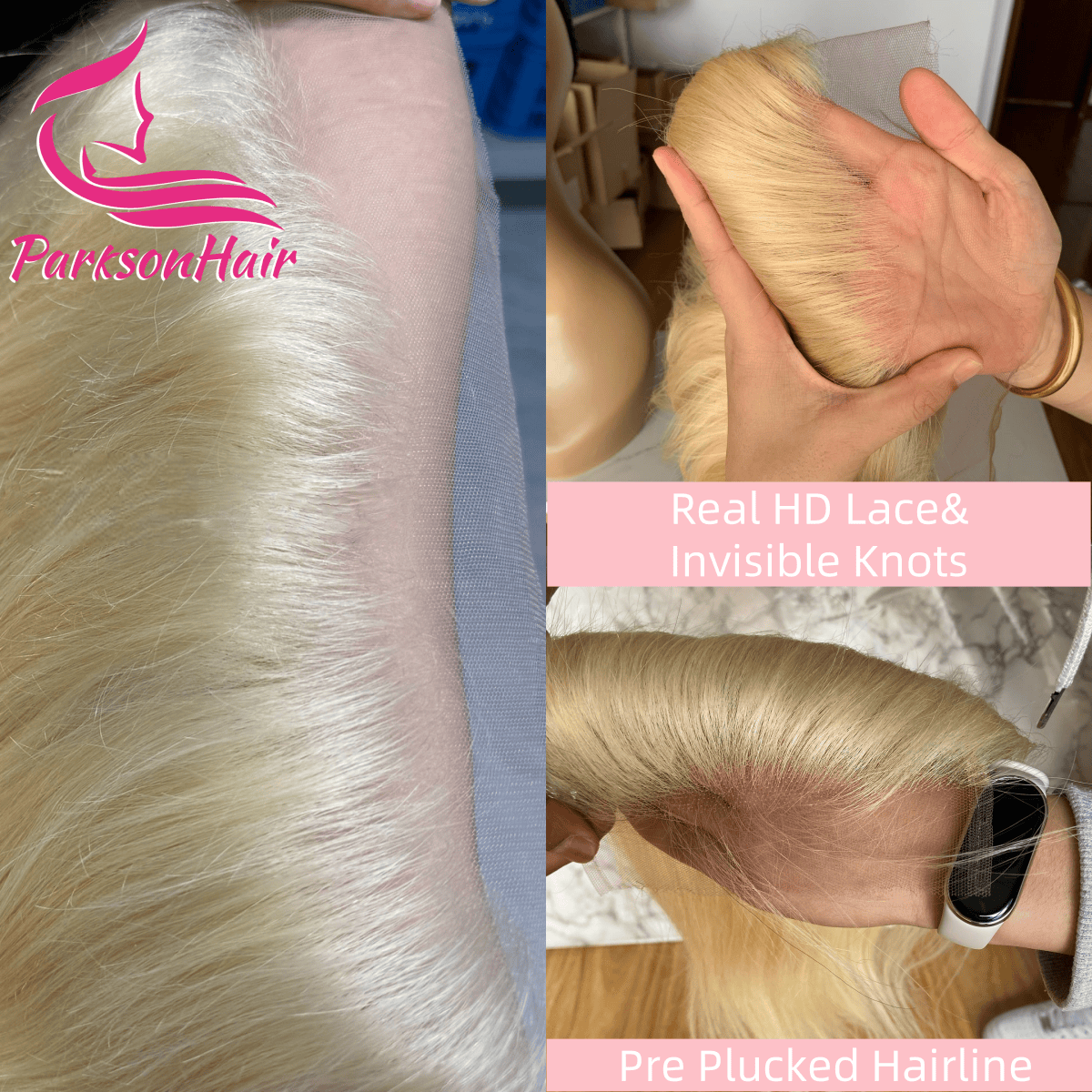 Parksonhair HD 13x6 Blonde Full Lace Frontal Wig Pre-Plucking Straight 613 Human Hair Wigs