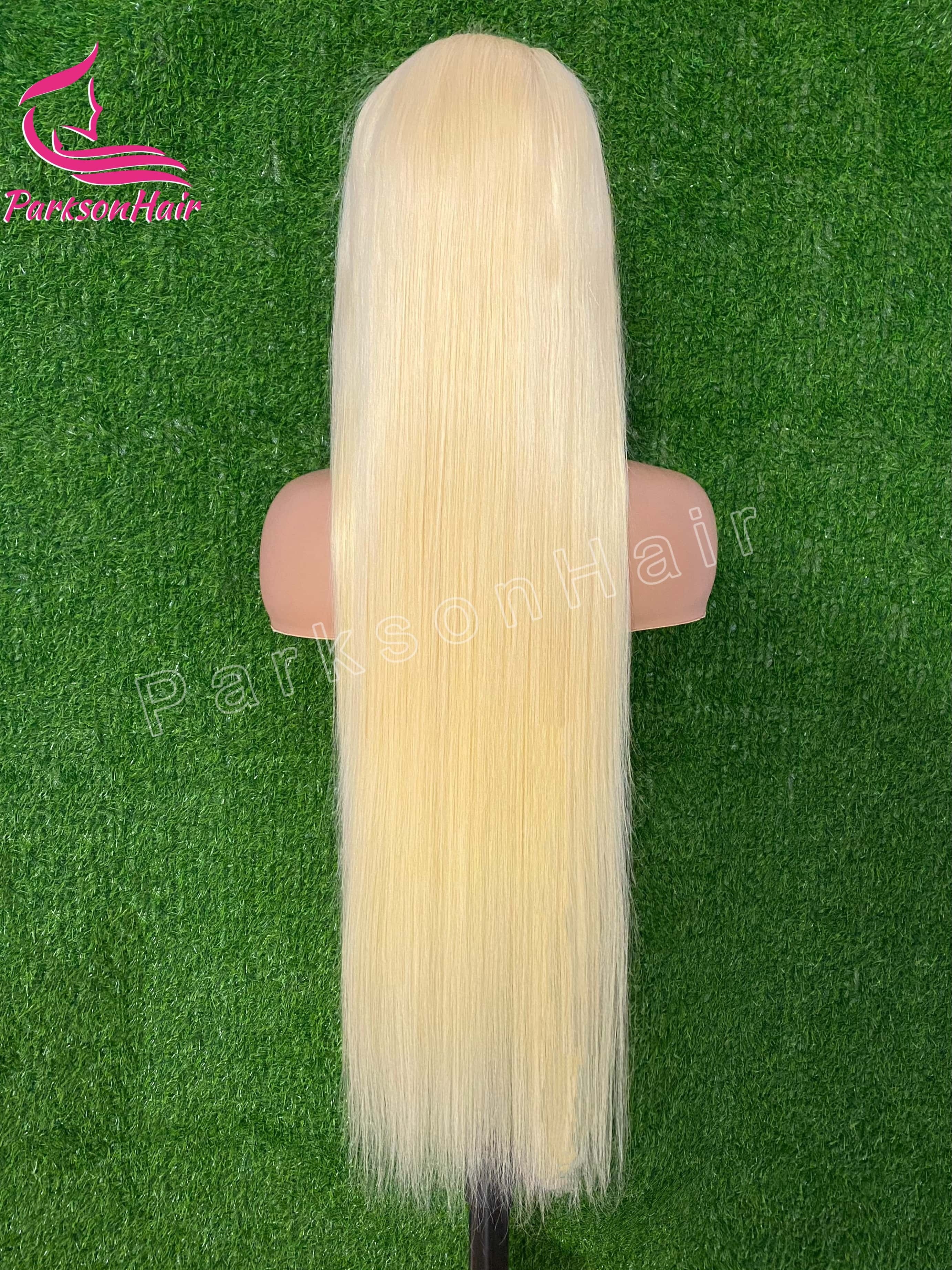 Parksonhair HD 13x6 Blonde Full Lace Frontal Wig Pre-Plucking Straight 613 Human Hair Wigs