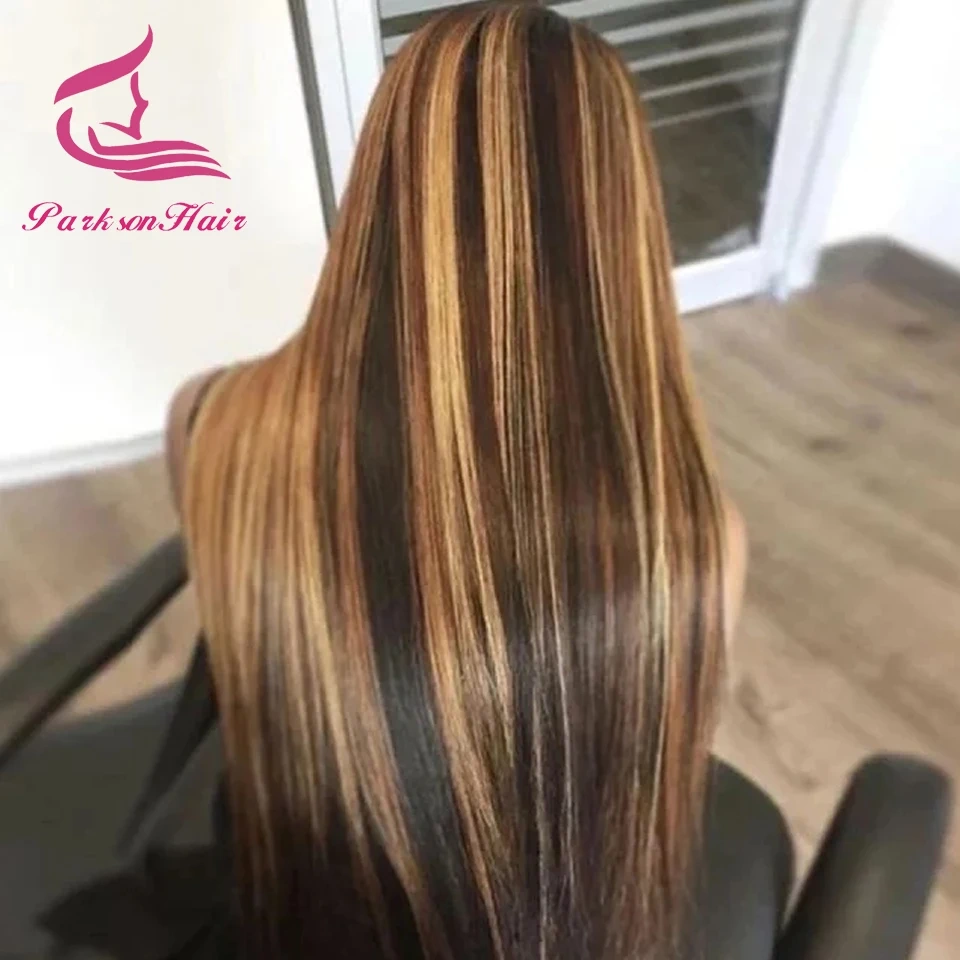 Body Wave 13x4 Highlight Transparent Lace Front Human Hair Wigs For Women Pre-Plucking Brazilian 4/27 Human Hair Wig 200 Density