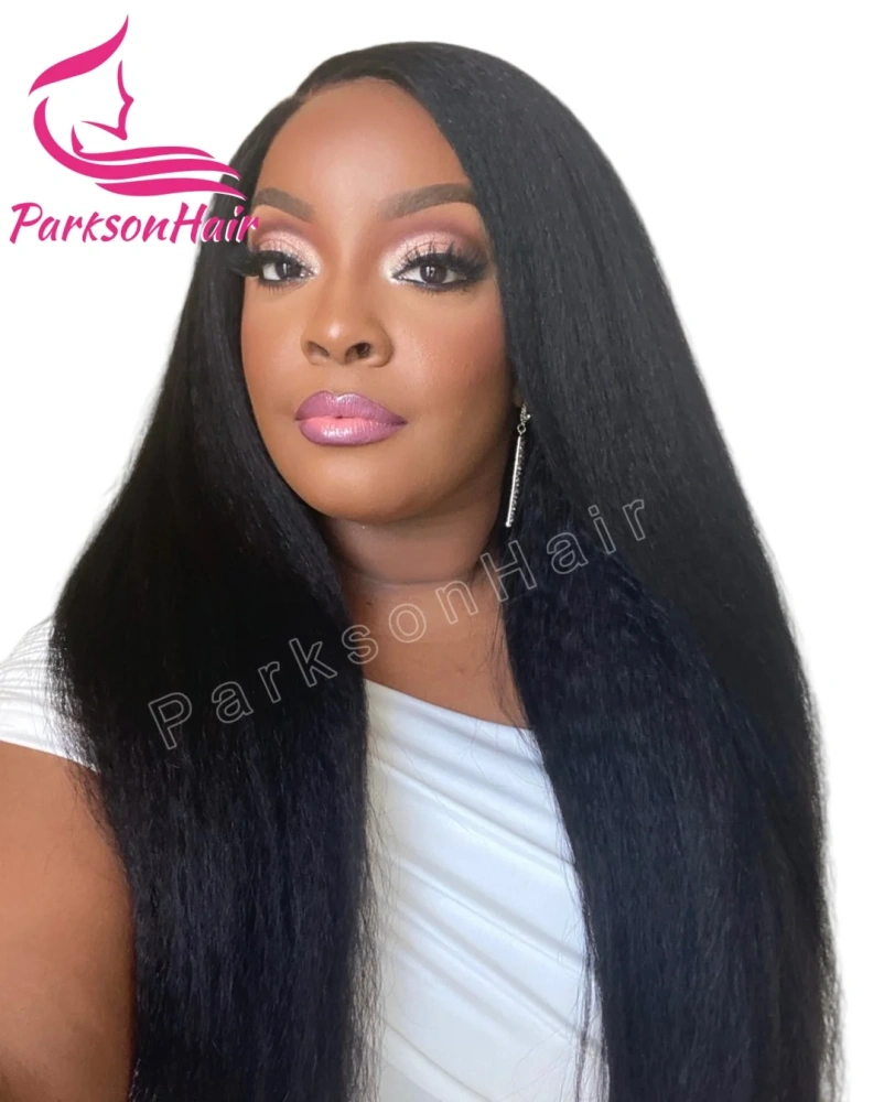 HD Lace Glueless Human Hair Wig Kinky Straight Lace Front Wig Pre Plucked Ready To Go 5x5 HD Human Hair Lace Closure Wig No Glue