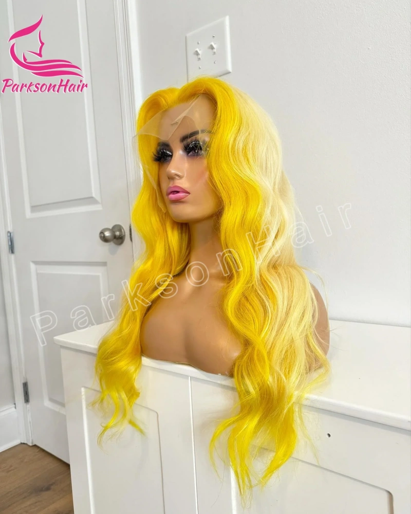 Yellow Ombre Blonde Colored 13x6 HD Lace Frontal Human Hair Wig Body Wave Brazilian Pre-Plucking 13x4 Lace Front Wig For Women