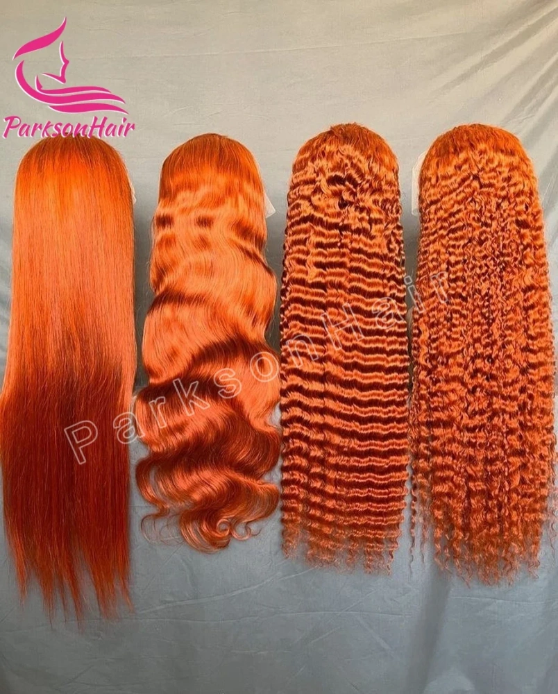 200% Ginger 13x4 Transparent Lace Front Human Hair Wigs For Women PrePlucked Straight Brazilian #350 Lace Frontal Wig Human Hair