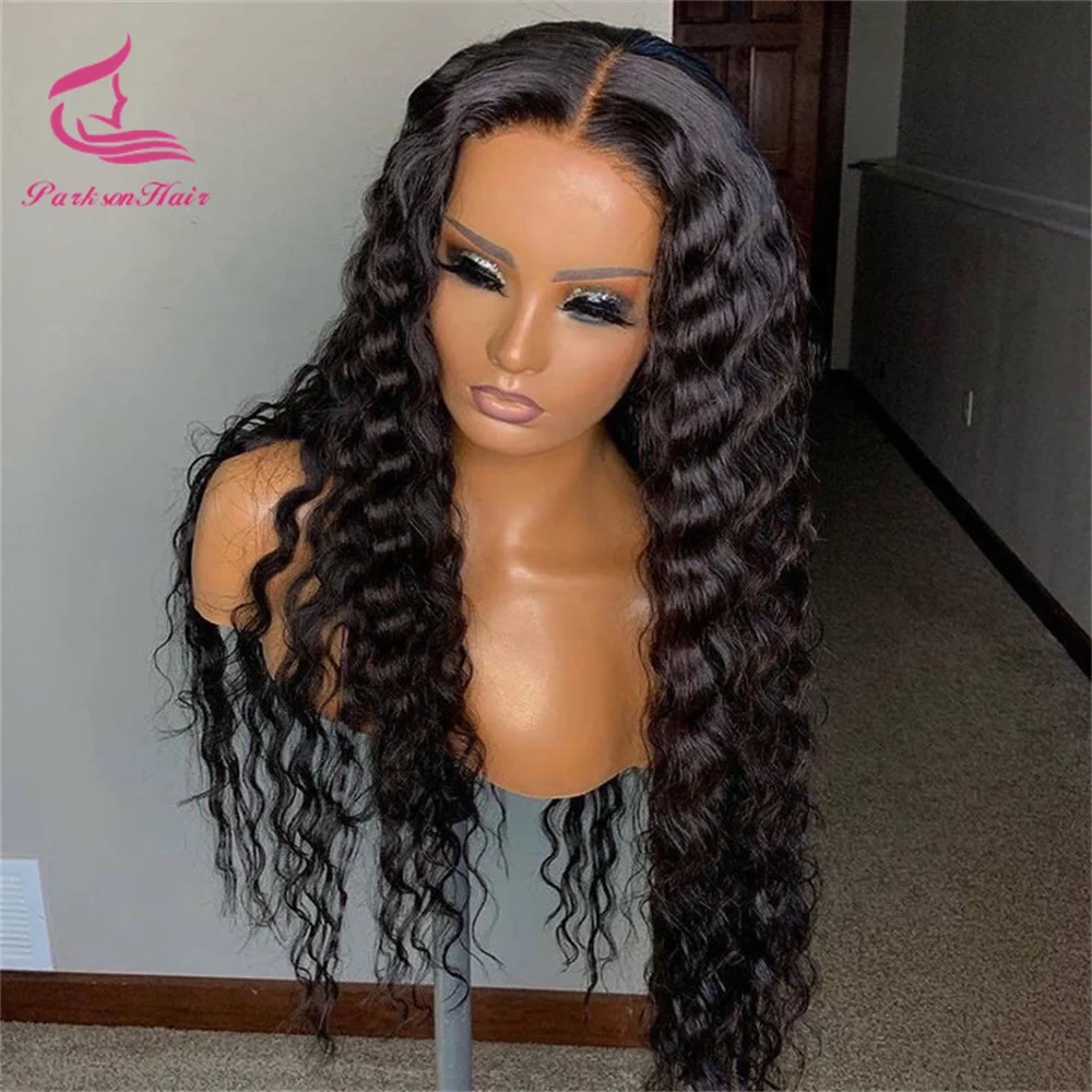 13x4 HD Full Lace Front Curly Wigs Deep Wave Human Hair Wig Brazilian Swiss HD Full Frontal Wig For Women Pre Plucked Curly Wig