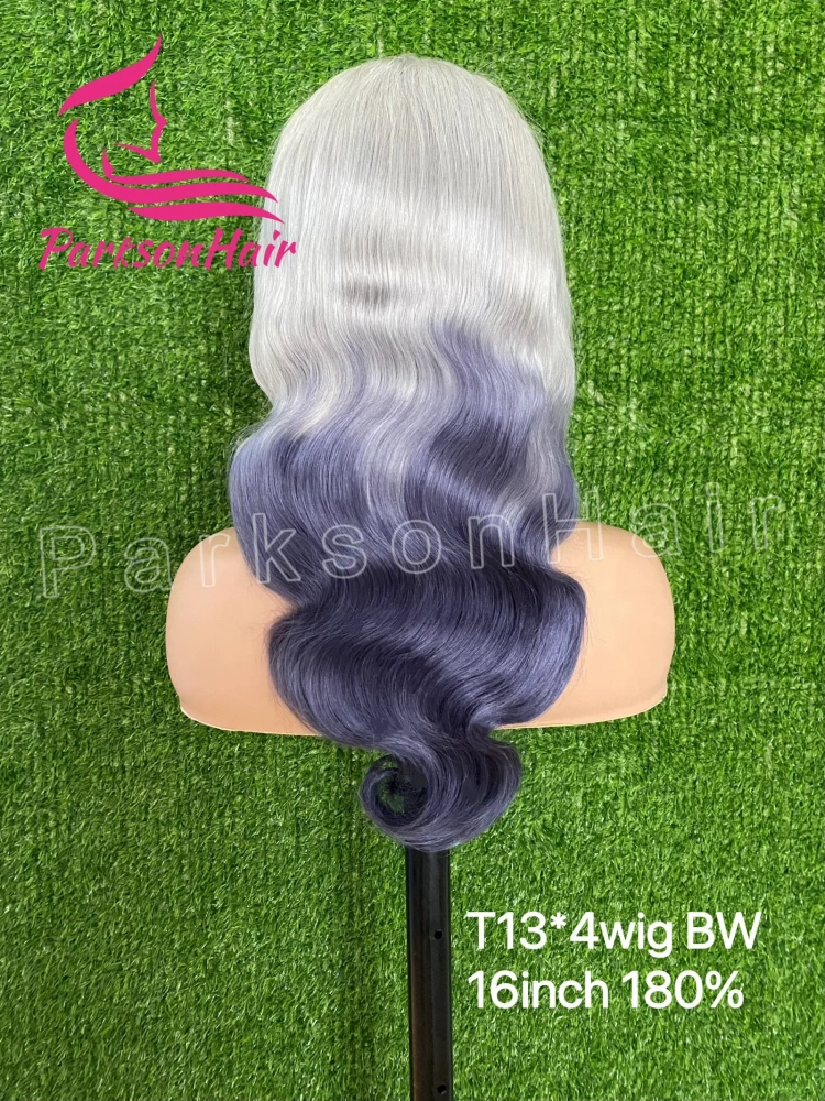 Ombre Grey 13X6 Lace Frontal Wig Body Wave 613 Colored Brazilian PrePlucked 13X4 Transparent Lace Front Human Hair Wig For Women
