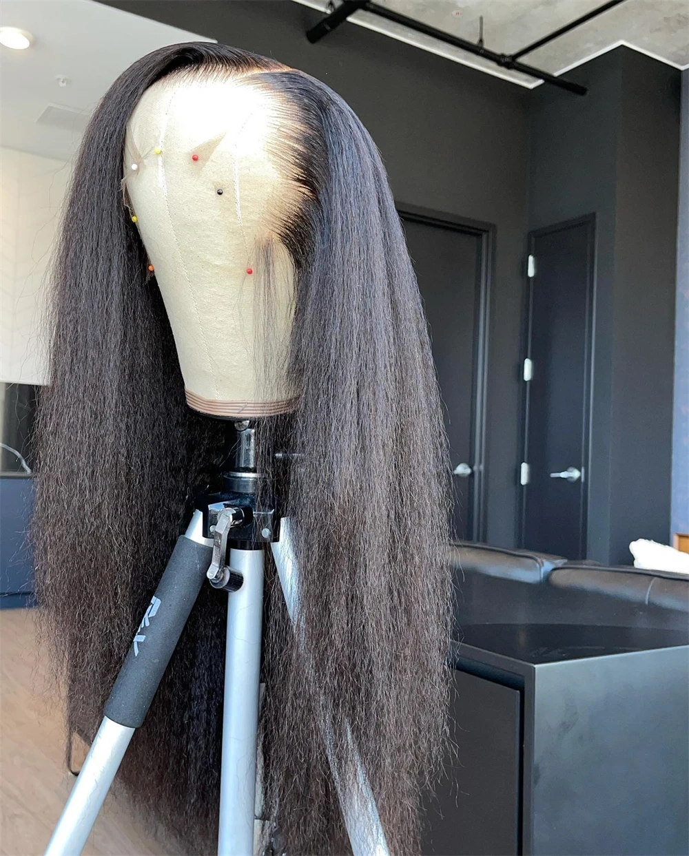 34 36 Inch Kinky Straight HD 13x4 Lace Frontal Wig 100% Raw Human Hair Wig Pre Plucked 200% Density Yaki Curly Wig For Women