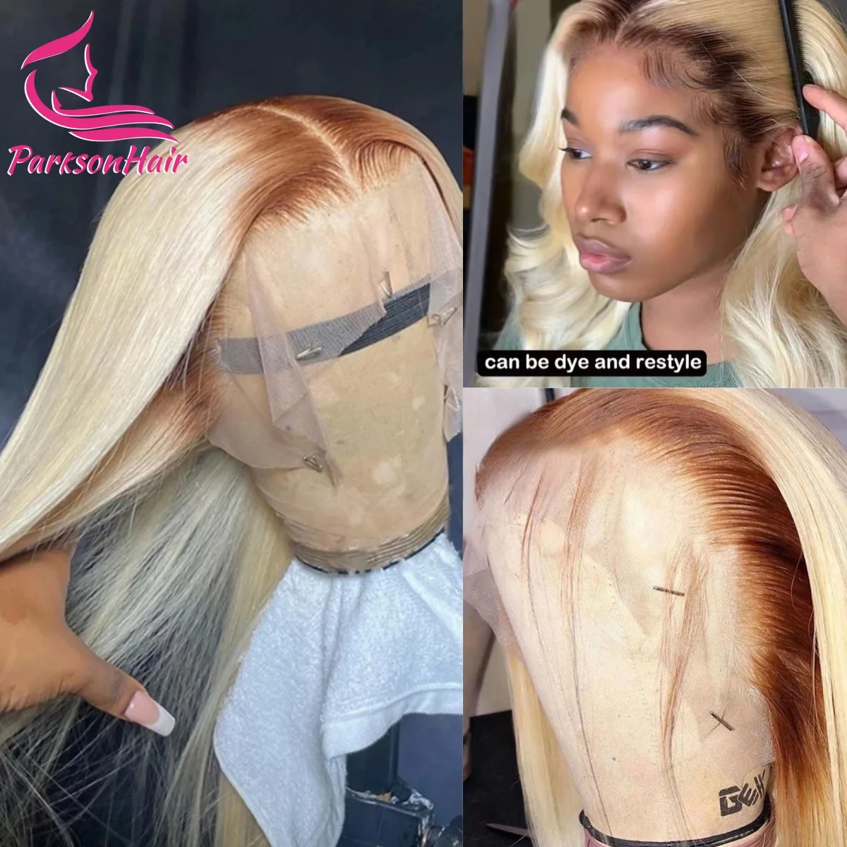 Blonde Colored Human Hair Wig 13x6 13x4 Transparent Lace Front Wig For Women PrePlucked Blonde Human Hair Wig With Dark Root