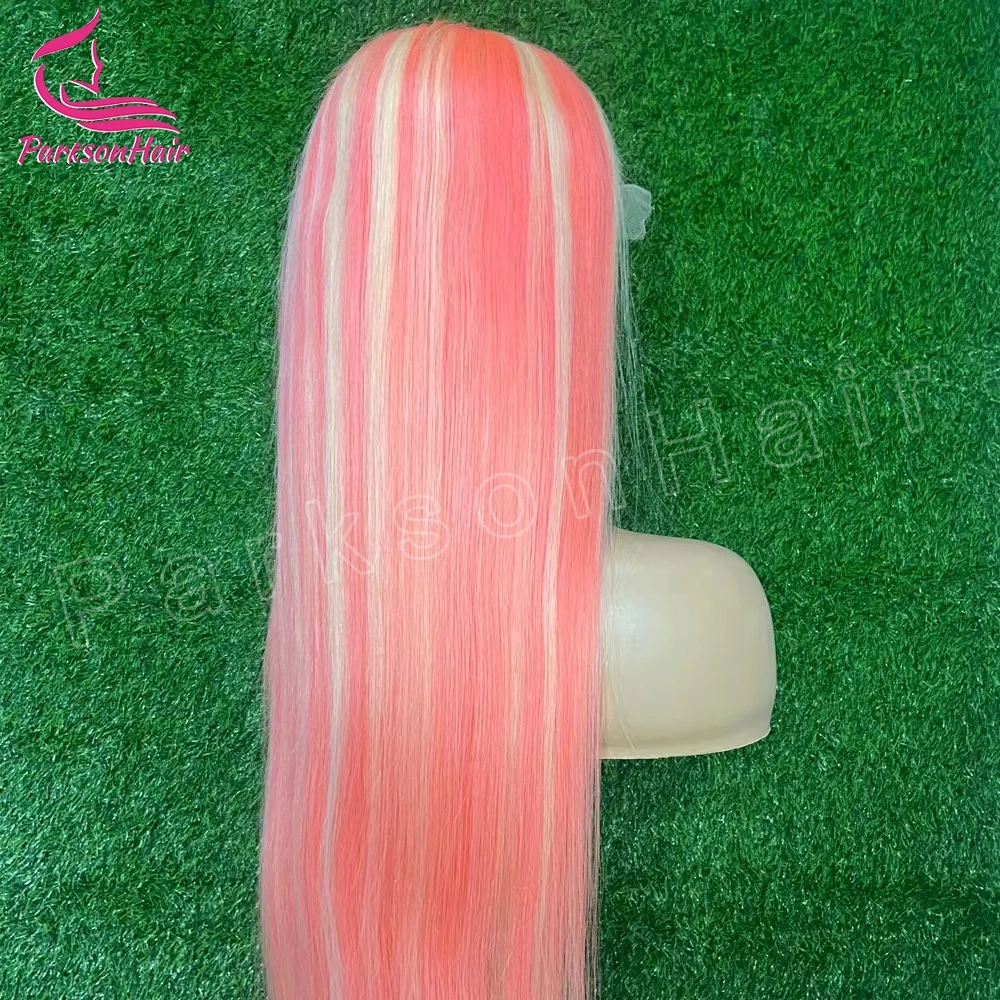 Highlights Pink HD Transparent Full Lace Front Wigs For Women 613 Colored 13x4 Lace Front Blonde Human Hair Pre Plucked Wigs 250