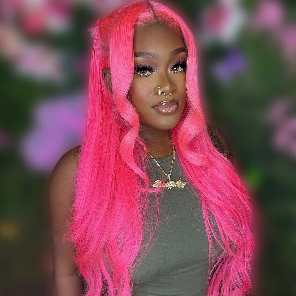 Dark Pink Glueless Human Hair Wigs 13x4 Lace Front Wigs Body Wave Pre-Plucking Brazilian Color 5x5 Lace Closure  Wigs For Women