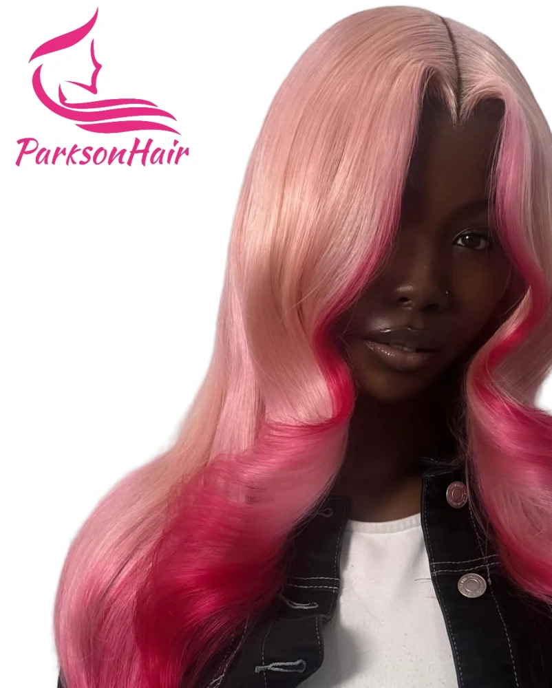 Highlight Pink Body Wave 13x4 13x6 Transparent Lace Front Human Hair Wig Brazilian Pre-Plucking Blonde Lace Front Wigs For Women