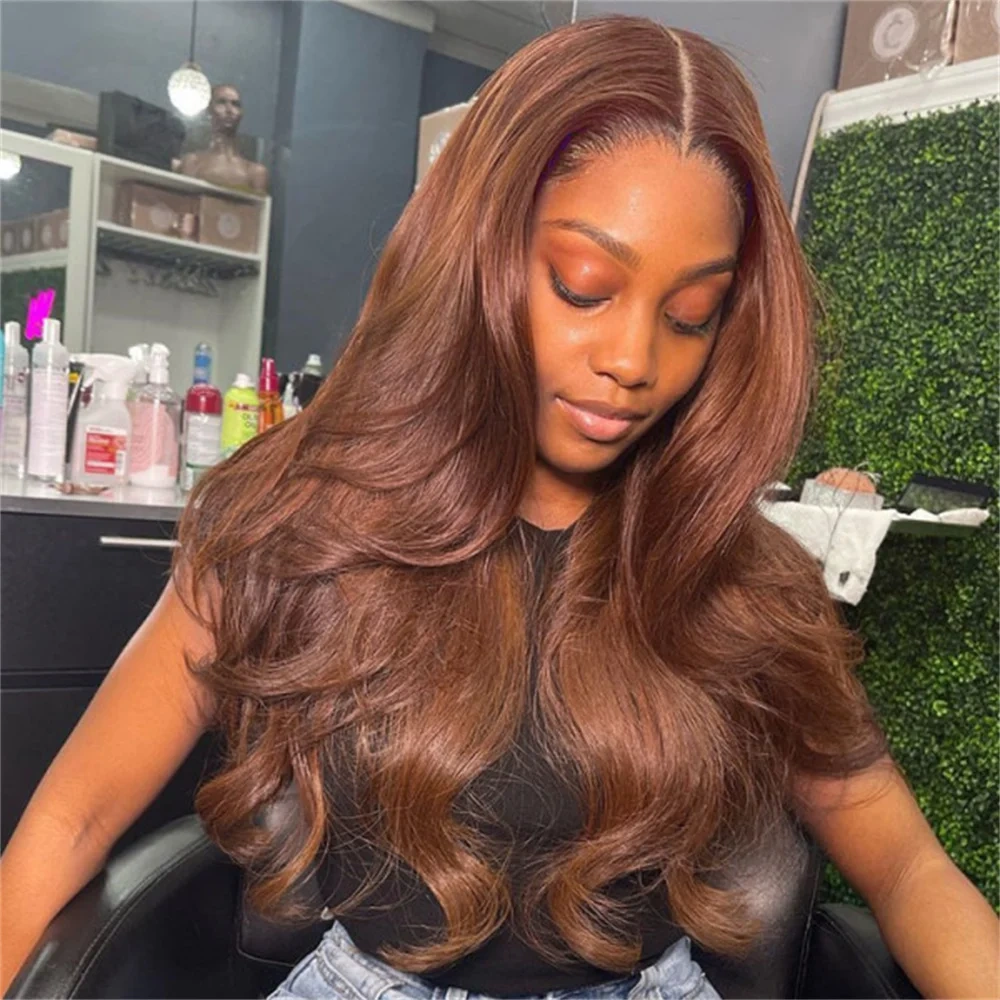 Ready To Wear Glueless Human Hair Wig Chocolate Brown Body Wave Lace Front Wig Pre Plucked Raw 4x4 5x5 Lace Closure Wig No Glue