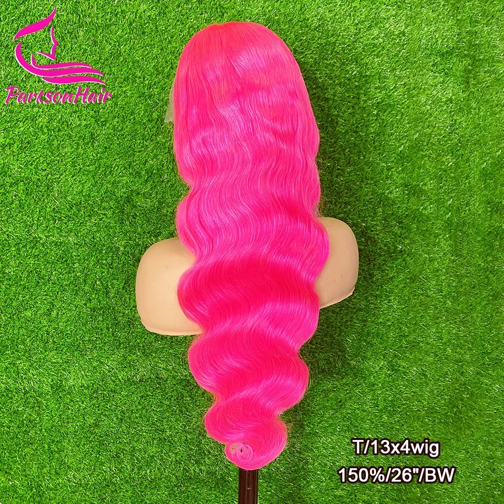 Dark Pink Glueless Human Hair Wigs 13x4 Lace Front Wigs Body Wave Pre-Plucking Brazilian Color 5x5 Lace Closure  Wigs For Women