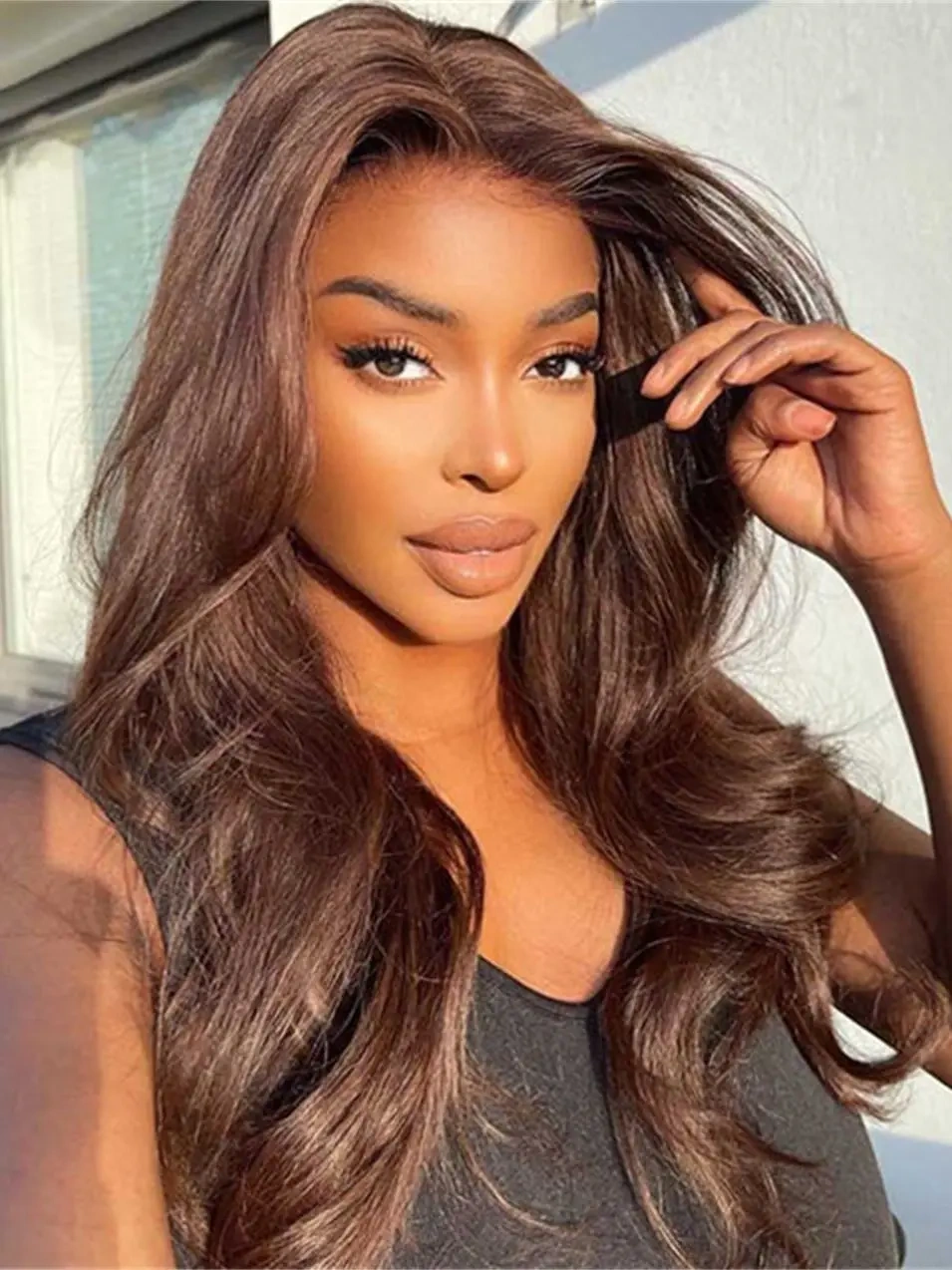 Ready To Wear Glueless Human Hair Wig Chocolate Brown Body Wave Lace Front Wig Pre Plucked Raw 4x4 5x5 Lace Closure Wig No Glue