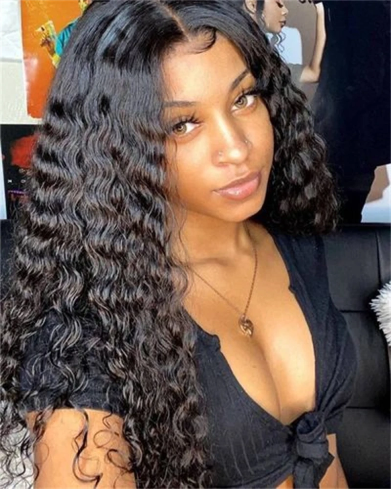 100% HD 13x4 Human Hair Full Lace Frontal Wigs Natural Wave Human Hair Wig Loose Deep Wave HD Lace Wig For Women 200% Density