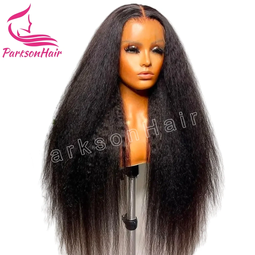 100% HD 13x4 Lace Front Human Hair Wig 200% Density Kinky Straight Brazilian Swiss HD Full Frontal Wig For Women Pre-Plucking