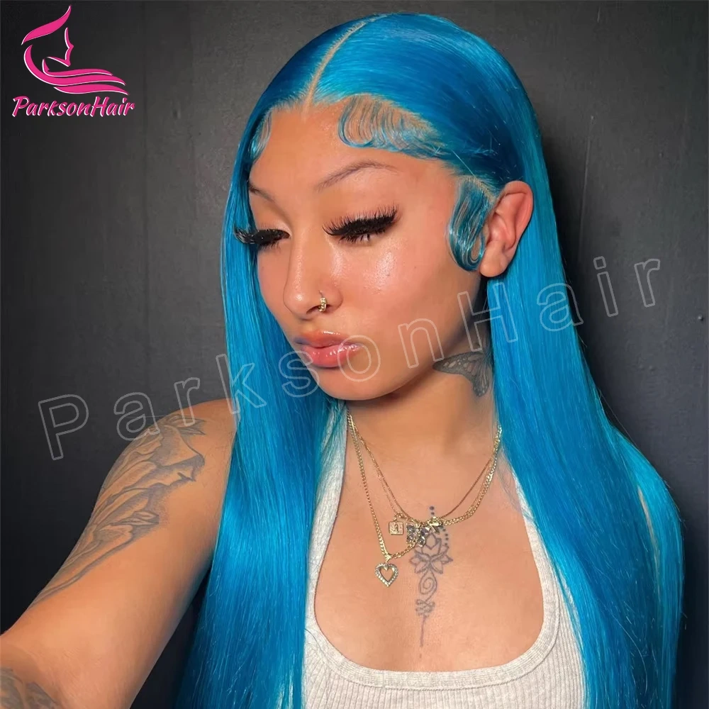 Blue 13x6 HD Transparent Lace Front Wig Straight  Wigs For Women 613 Colored 13x4 Lace Front Blonde Human Hair Pre Plucked Wigs