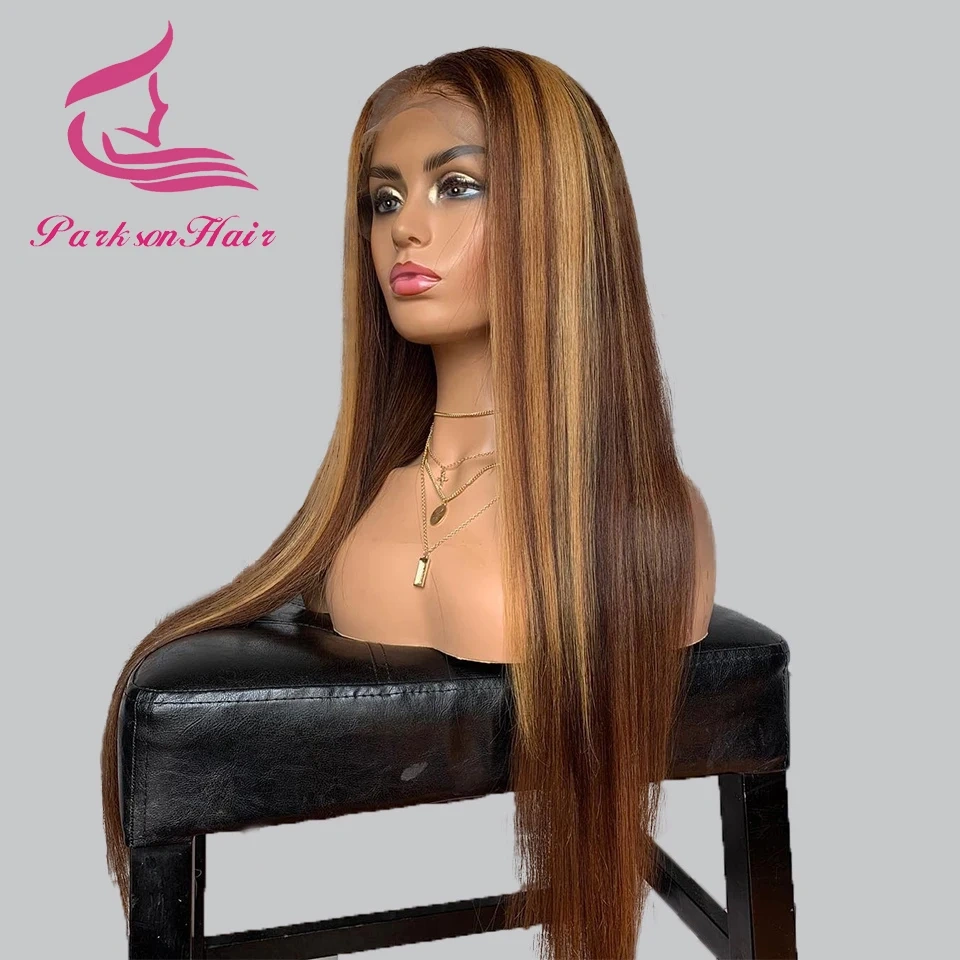 Body Wave 13x4 Highlight Transparent Lace Front Human Hair Wigs For Women Pre-Plucking Brazilian 4/27 Human Hair Wig 200 Density