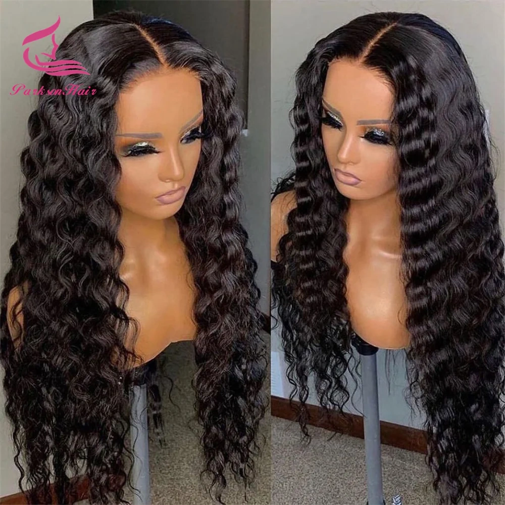 13x4 HD Full Lace Front Curly Wigs Deep Wave Human Hair Wig Brazilian Swiss HD Full Frontal Wig For Women Pre Plucked Curly Wig